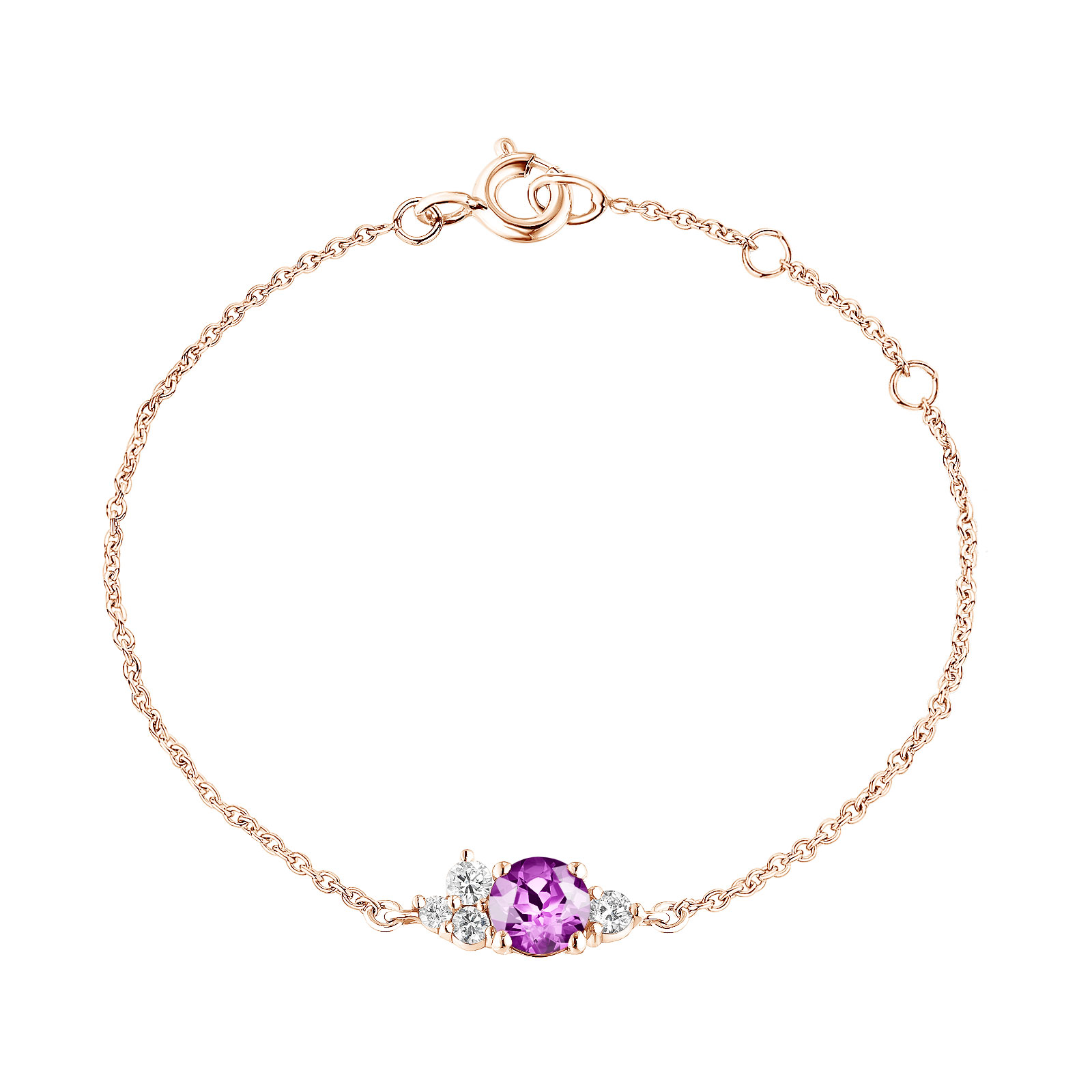 Bracelet Or rose Améthyste et diamants Baby EverBloom 1