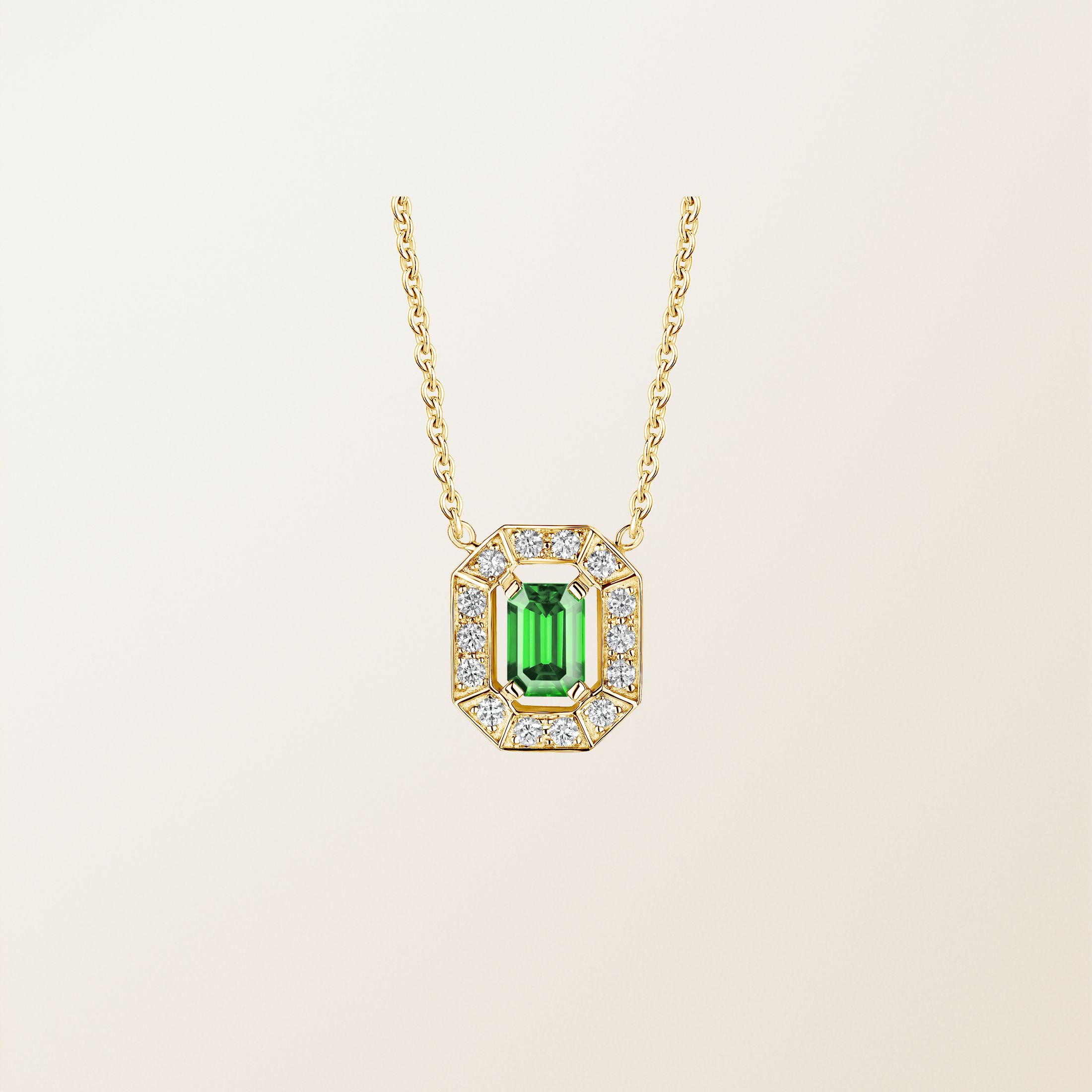 Pendentif Or jaune 18 cts Tsavorite Art Déco