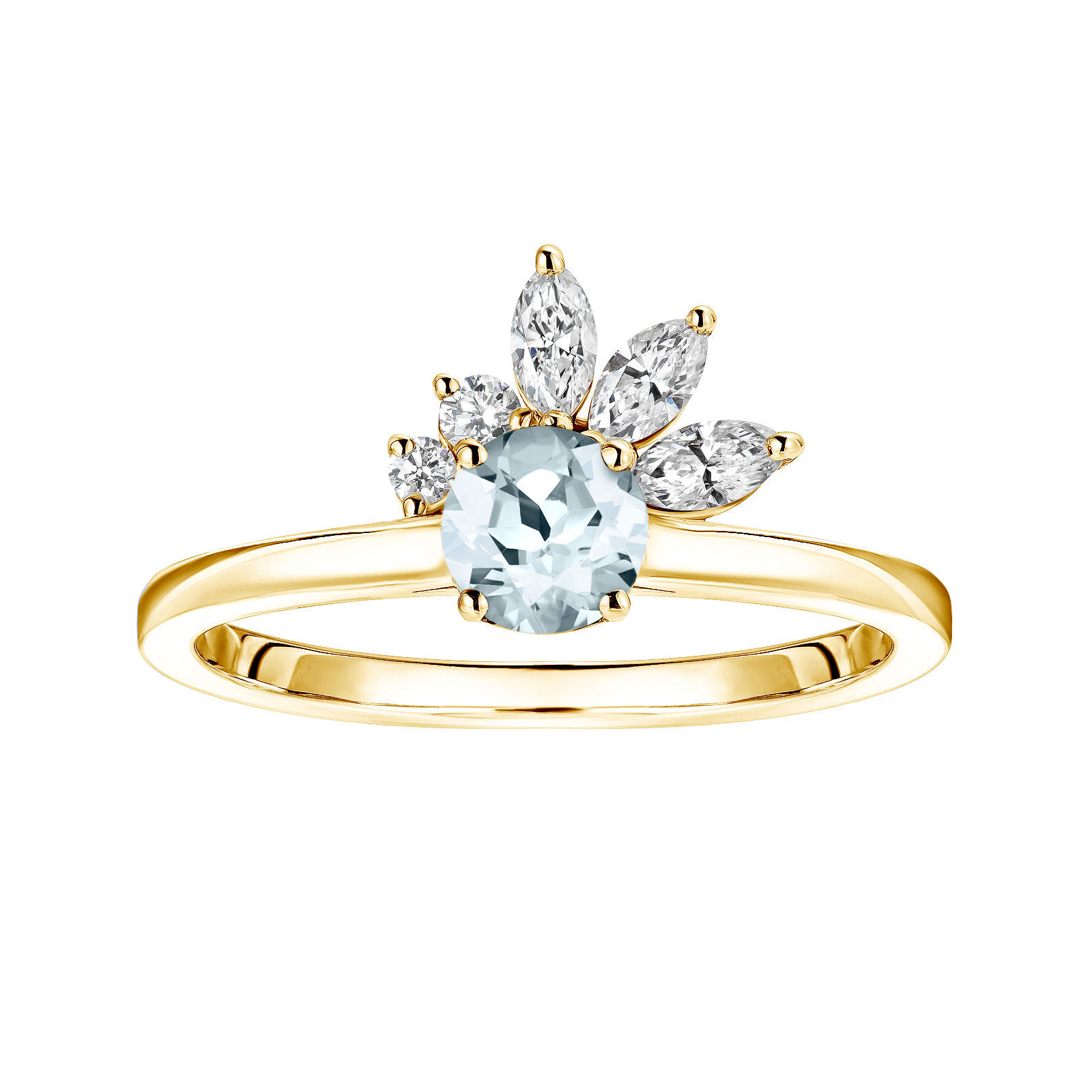Bague Or jaune Aigue-marine et diamants Little EverBloom 1