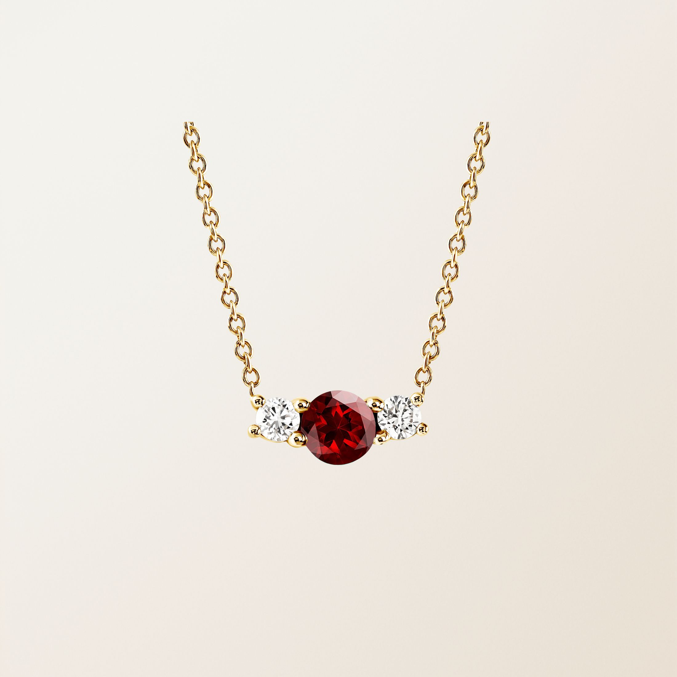 Pendentif Or jaune 18 cts Grenat Lady Duo