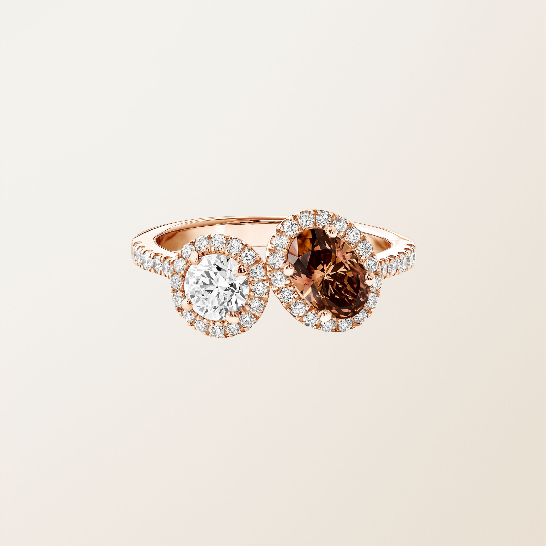 Bague Or rose 18 cts Diamant Chocolat AlterEgo Ovale L