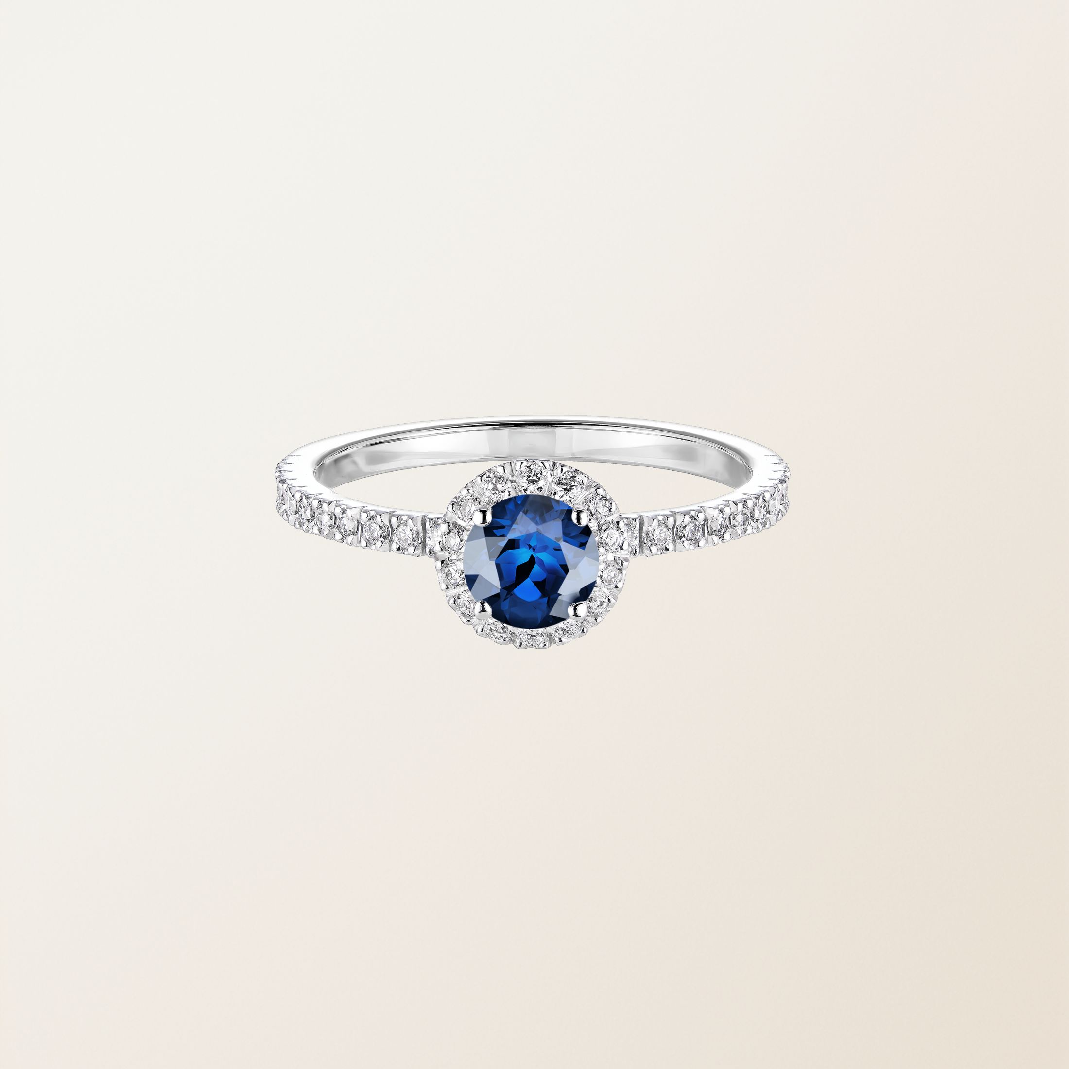 Bague Or blanc 18 cts Saphir Rétromantique M Pavée