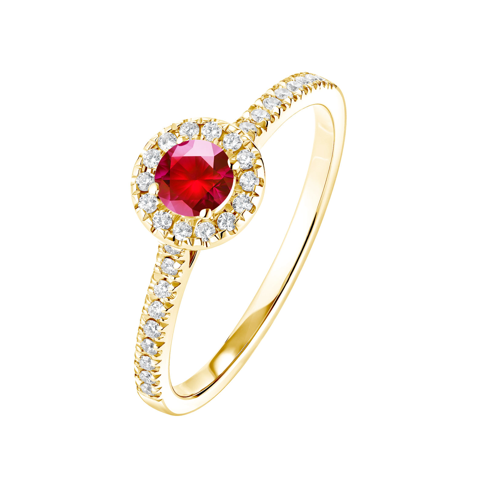 Bague Or jaune Rubis et diamants Rétromantique S Pavée 1