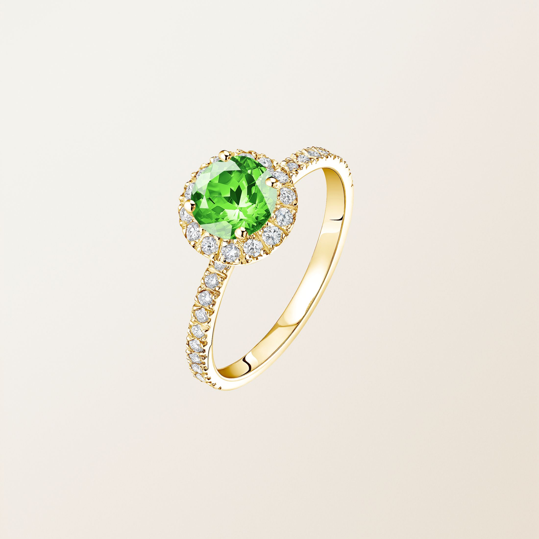 Bague Or jaune 18 cts Tsavorite Rétromantique L Pavée