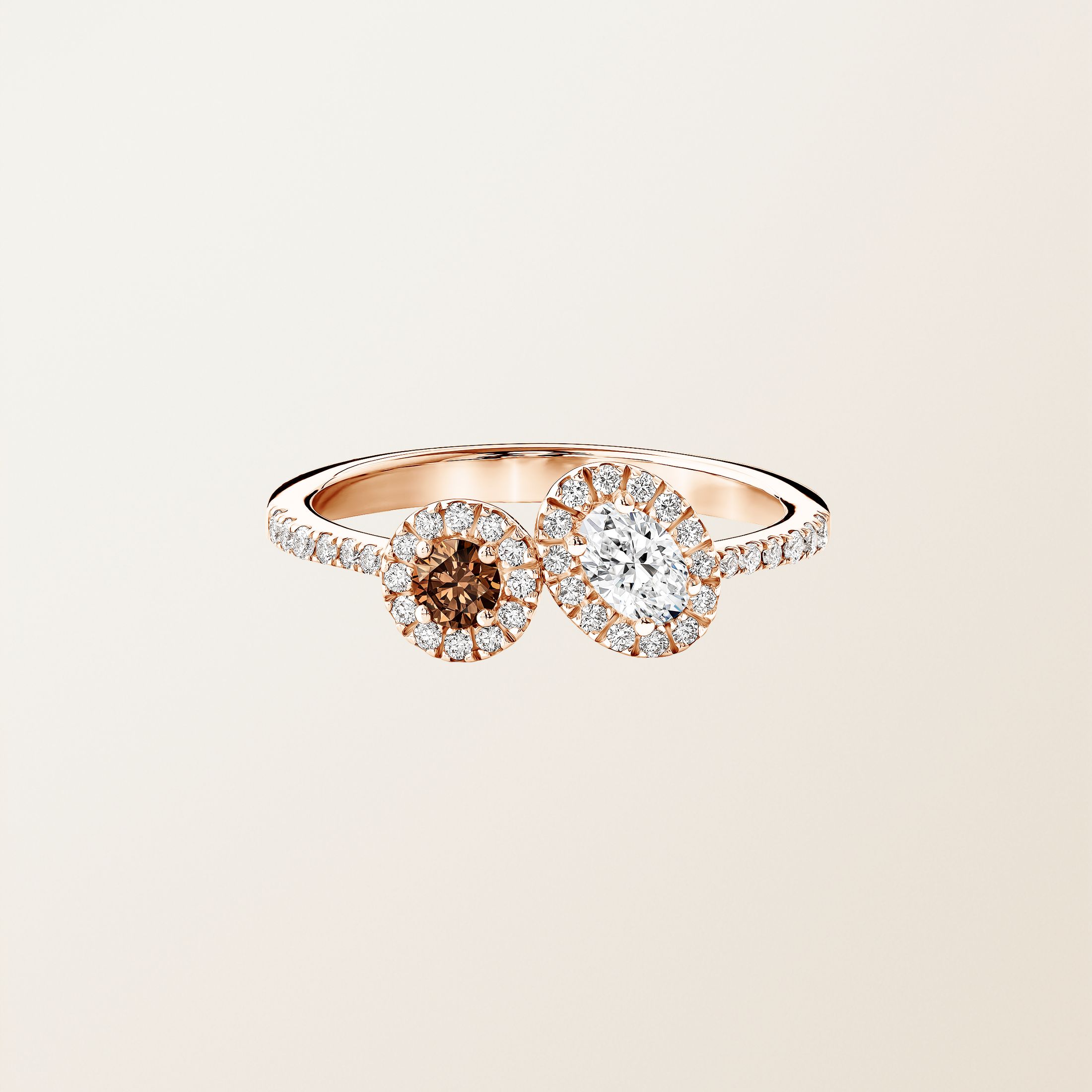 Bague Or rose 18 cts Diamant Chocolat AlterEgo Ovale