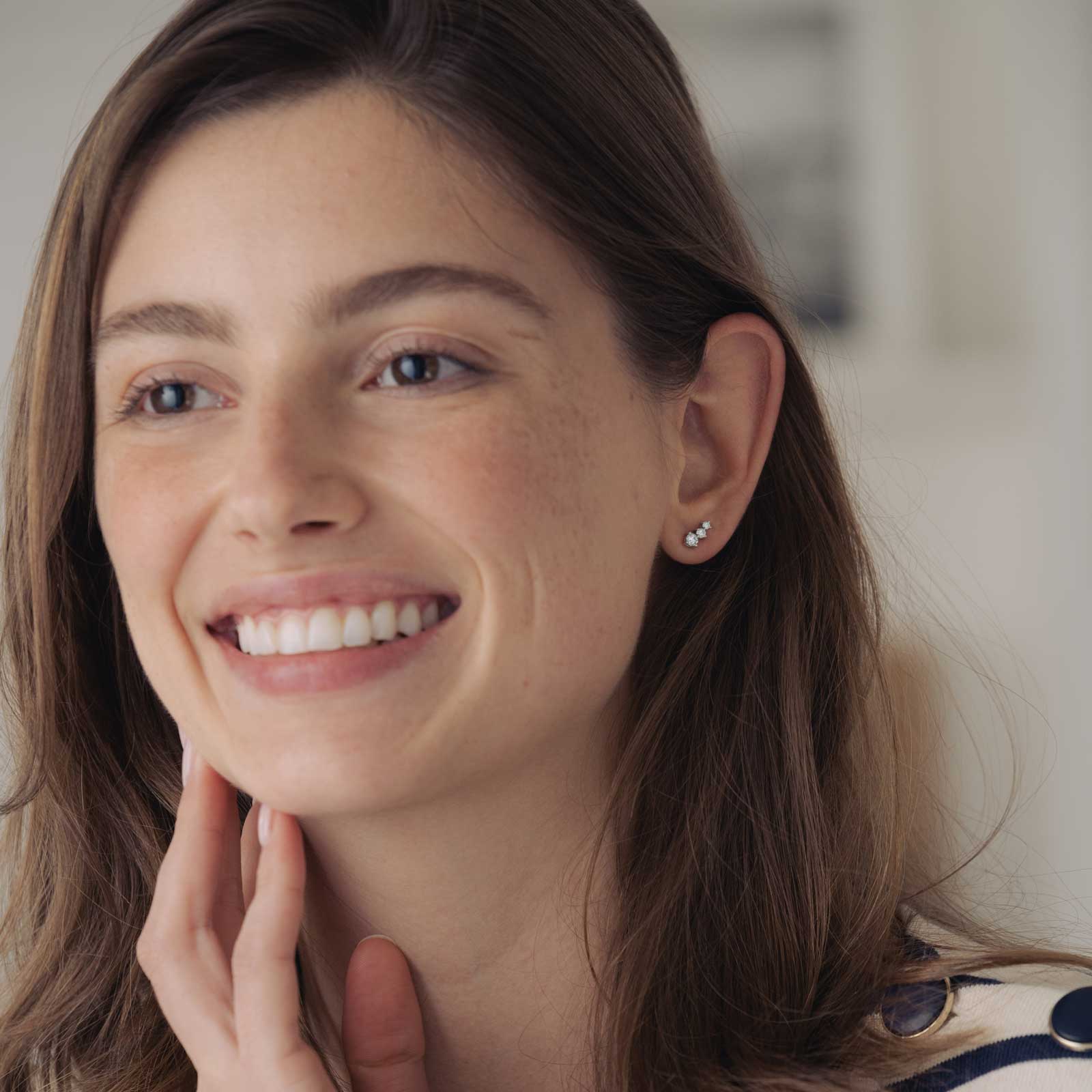 Boucles d'oreilles Or blanc Diamant Lady Trio 5