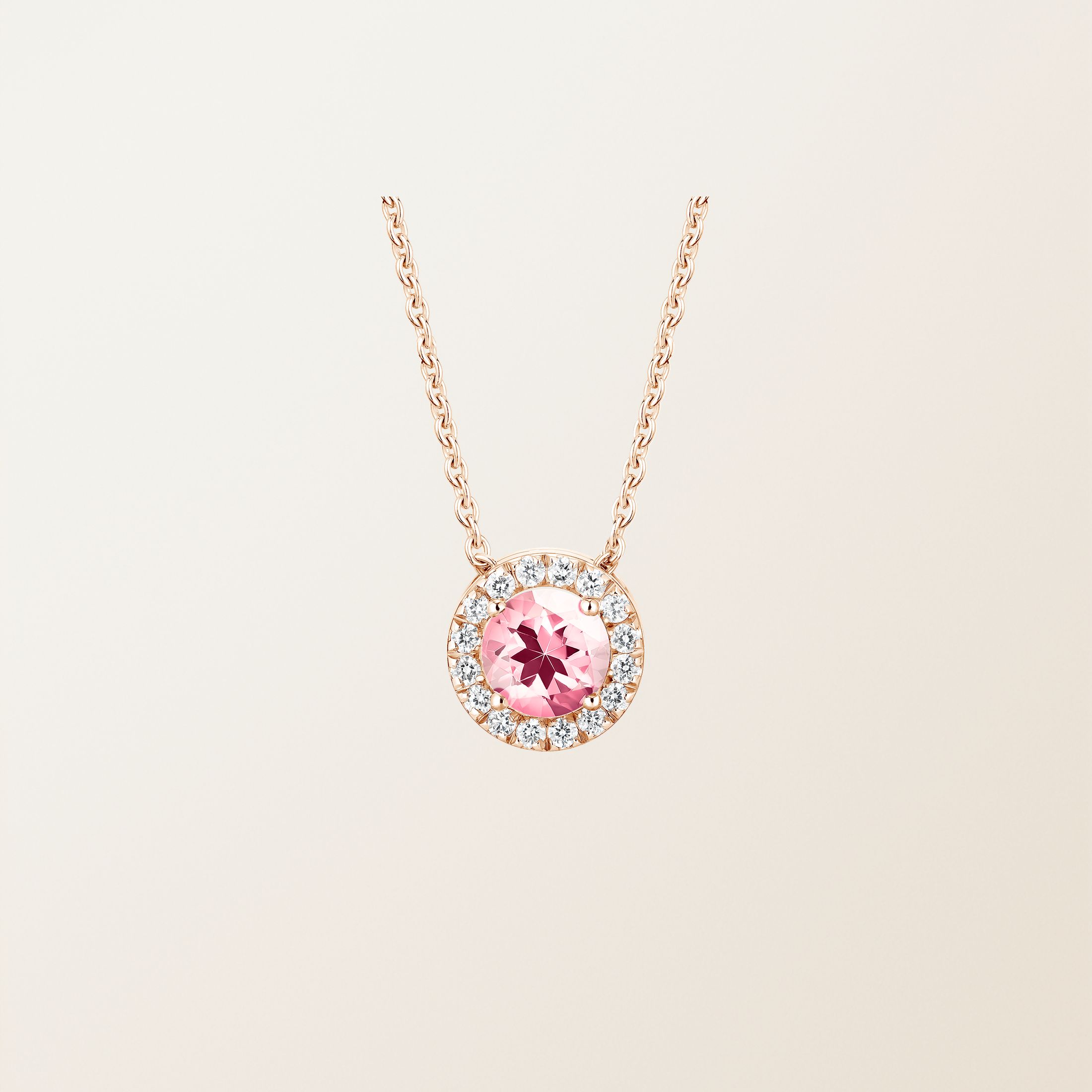 Pendentif Or rose 18 cts Tourmaline Rétromantique M
