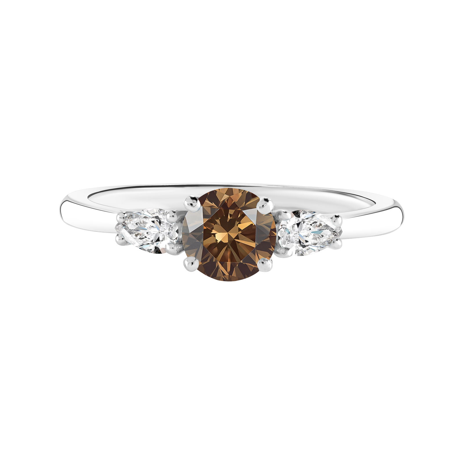 Bague Or blanc Diamant Chocolat et diamants Little Lady Duo de Poires 1
