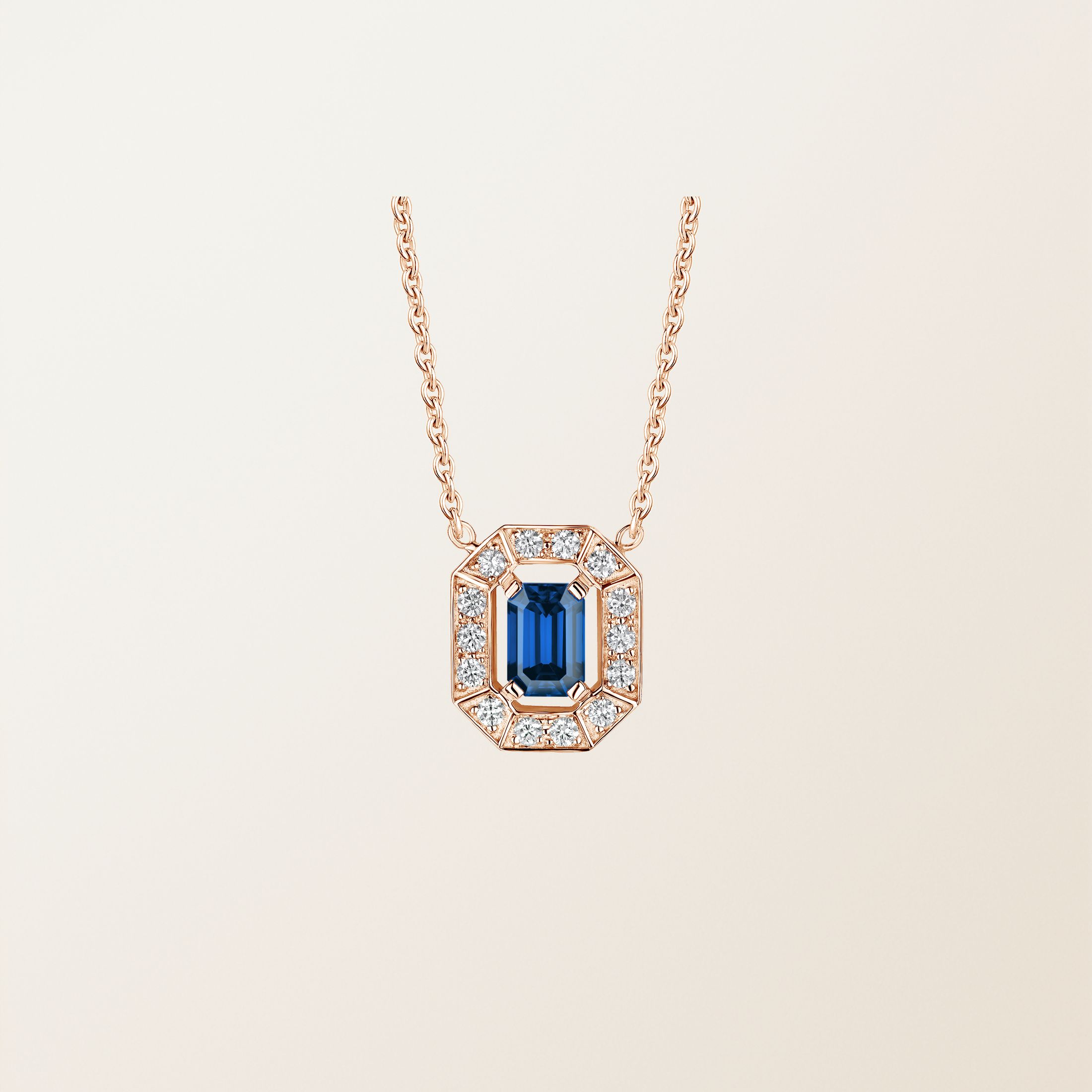 Anhänger 18K Roségold Saphir Art Déco