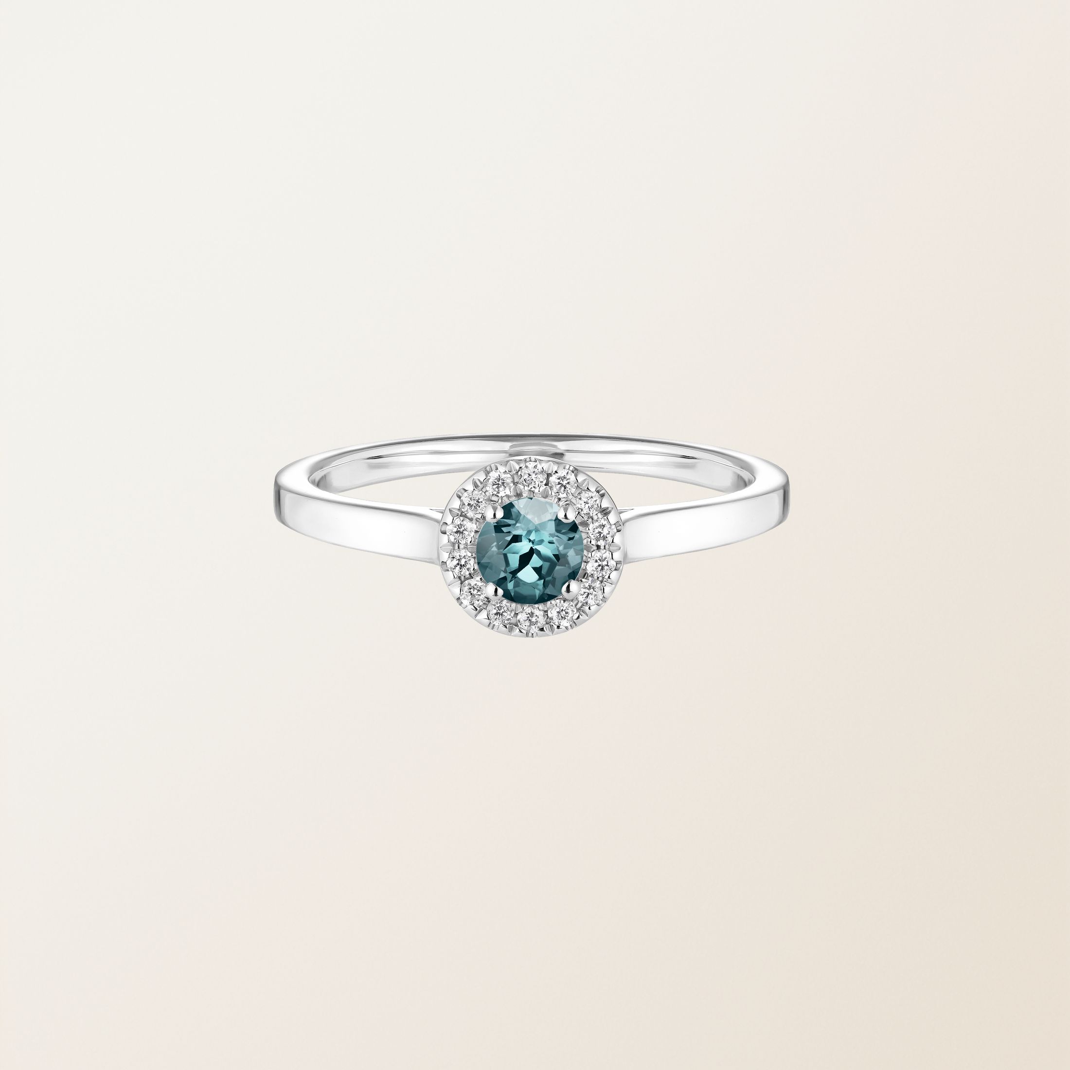 Bague Platine Saphir Bleu Gris Rétromantique S