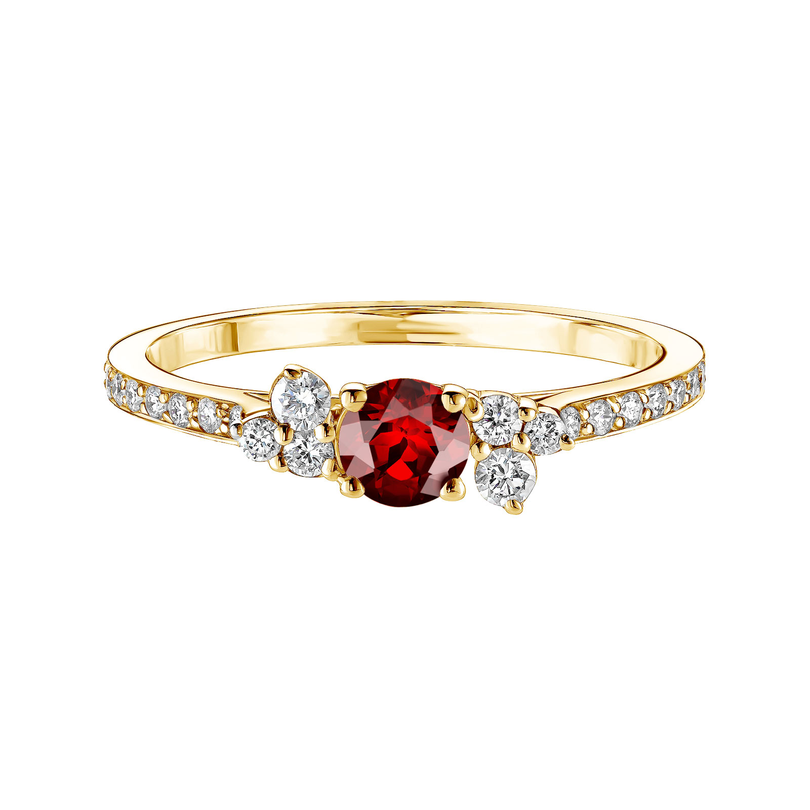 Bague Or jaune Grenat et diamants Baby EverBloom Pavée 1
