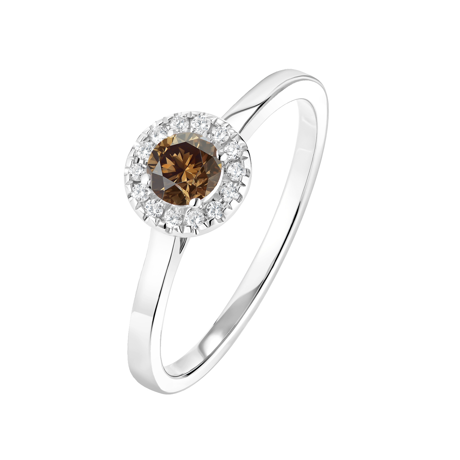Bague Or blanc Diamant Chocolat et diamants Rétromantique S 1