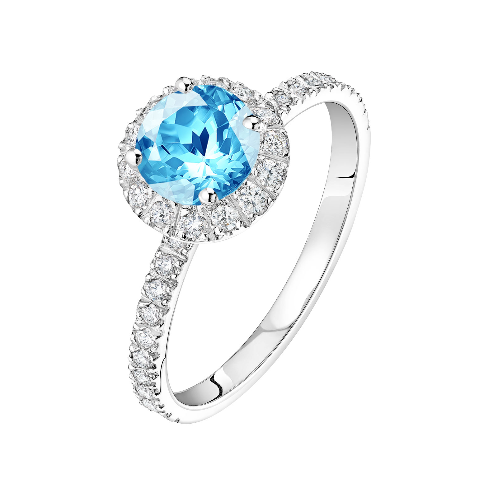 Bague Platine Topaze et diamants Rétromantique L Pavée 1