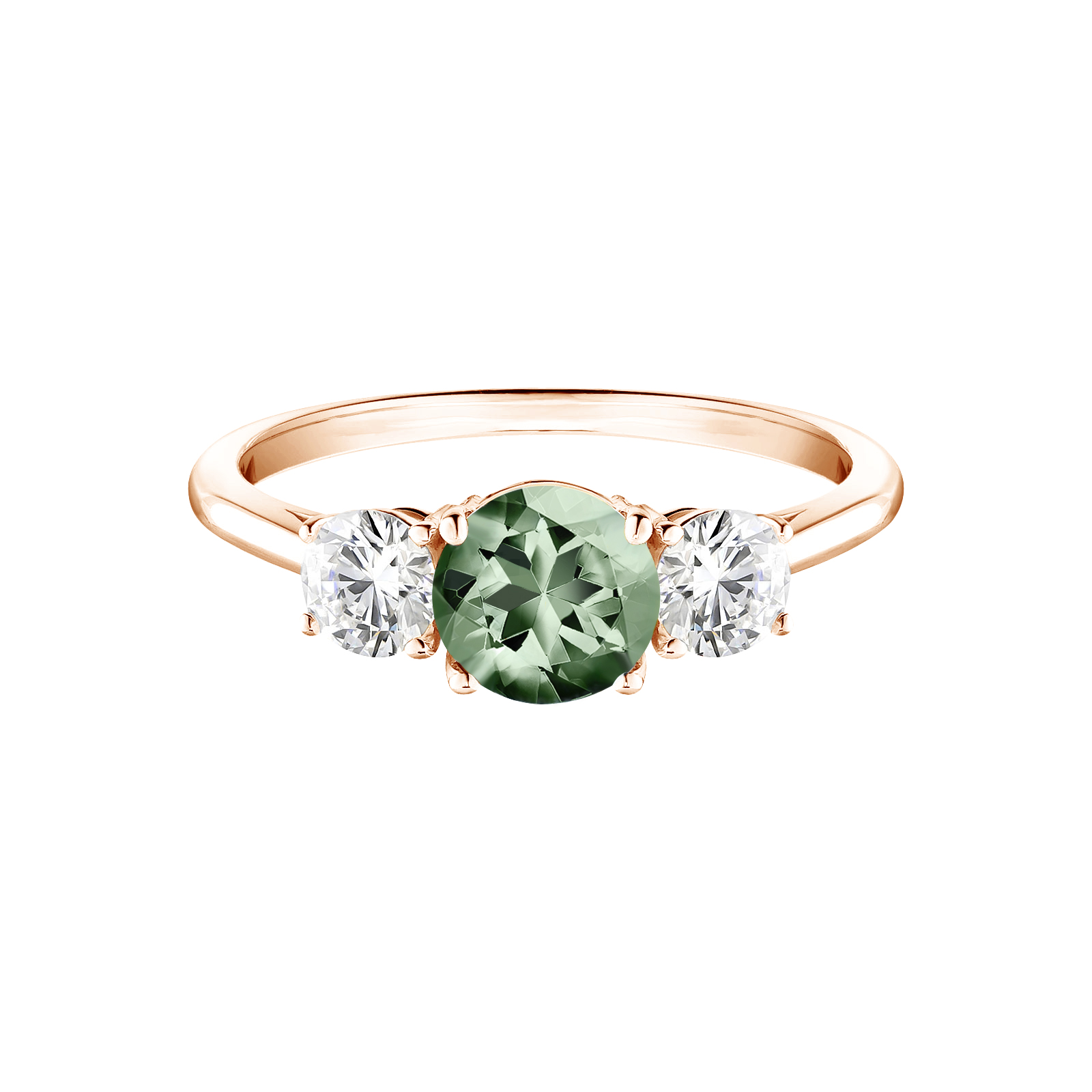 Bague Or rose Saphir Vert Little Lady Duo 1