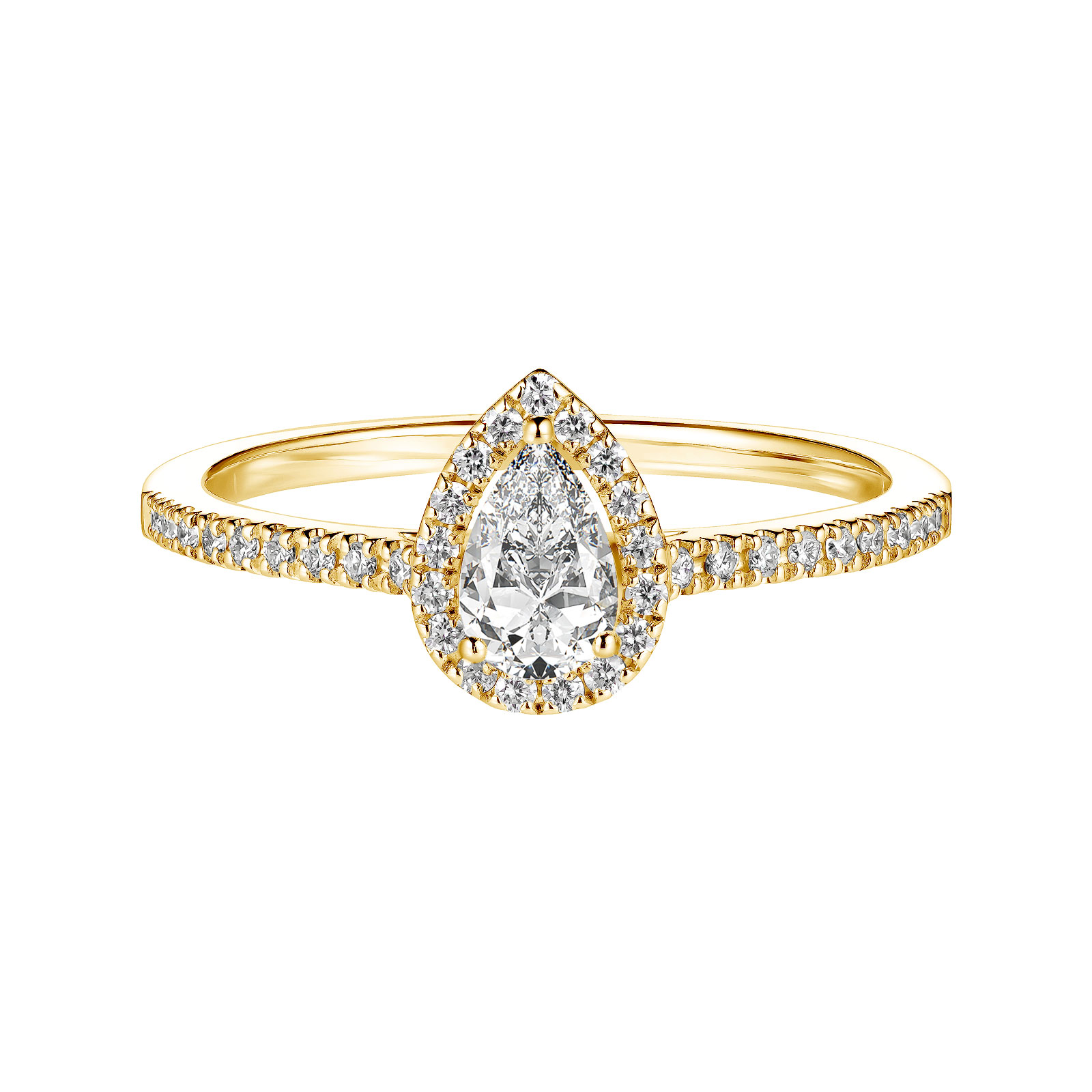 Bague Or jaune Diamant Baby Rétromantique Poire Pavée 1