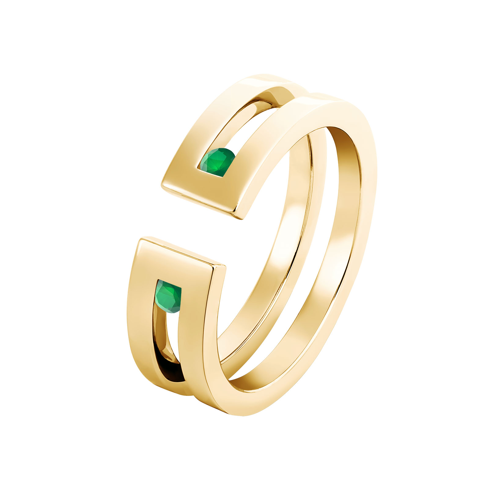 Bague Or jaune Emeraude Thésée Duo 1