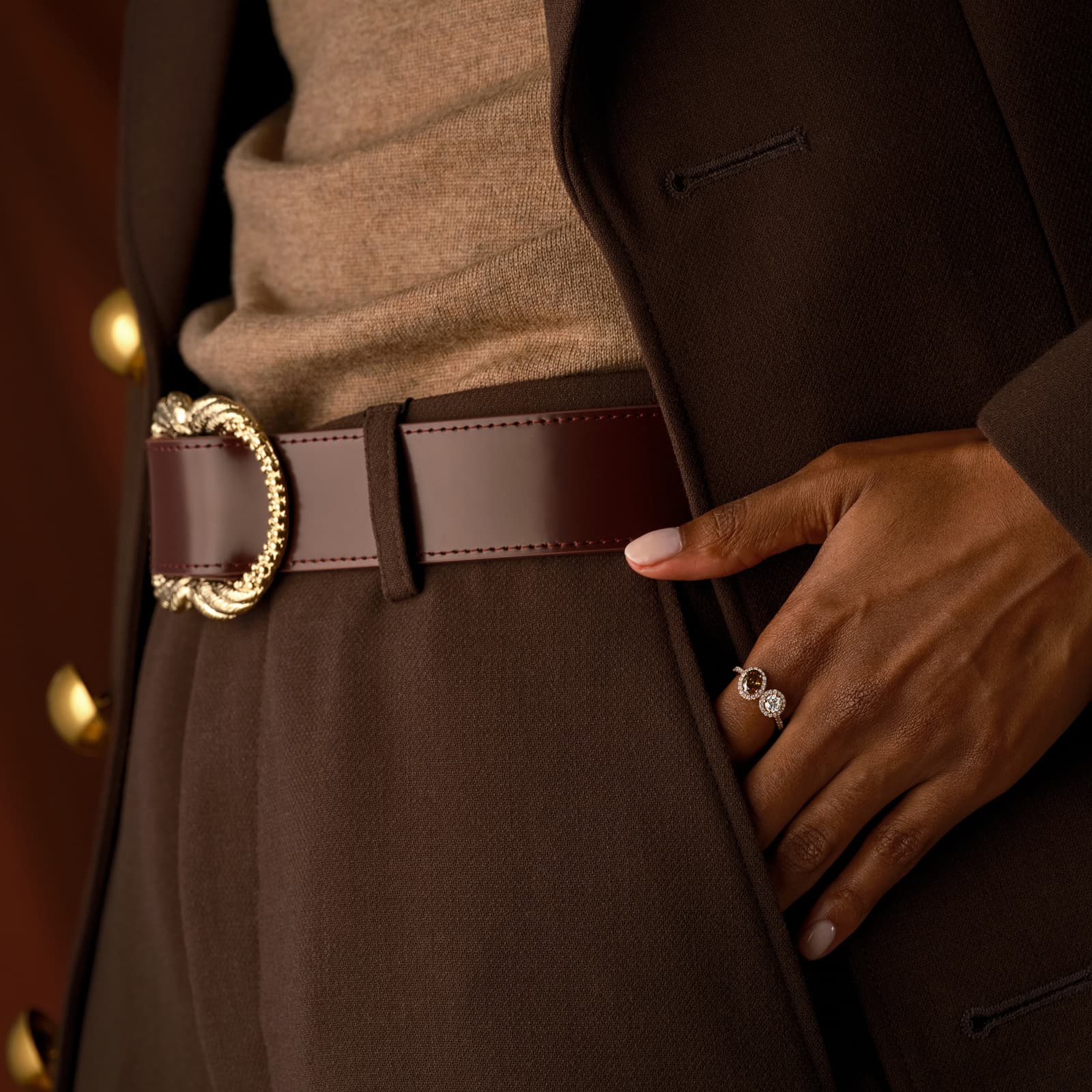 Bague Or rose Diamant Chocolat et diamants AlterEgo Ovale L 4