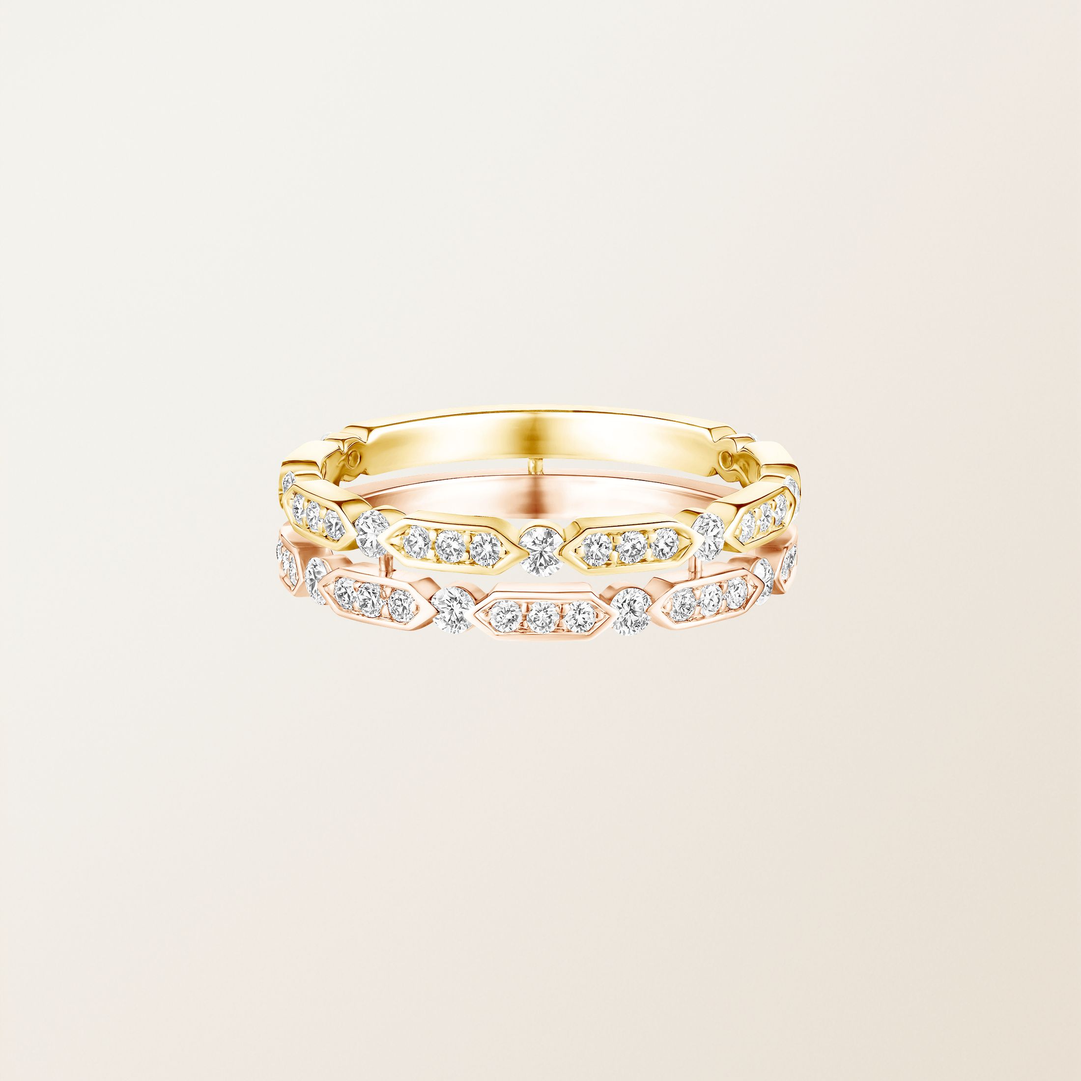 Bague Or jaune / Or rose 18 cts Diamant MET Duo Pavée