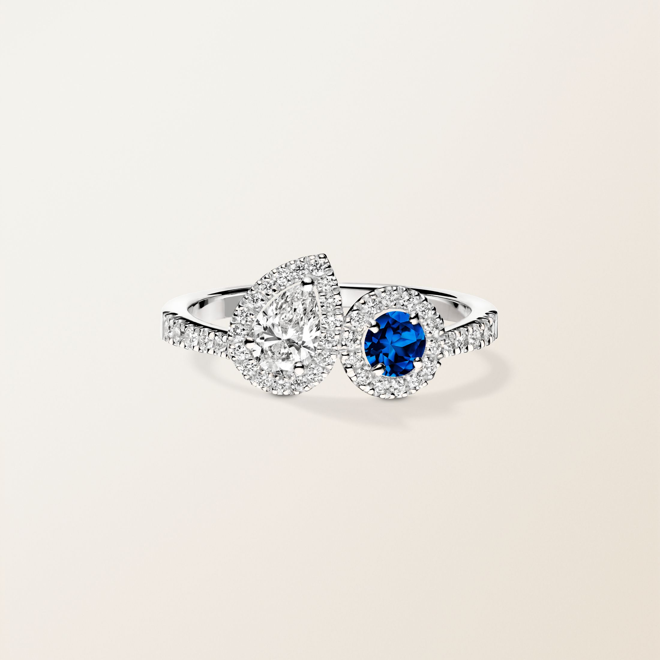 Bague Or blanc 18 cts Saphir AlterEgo Poire M