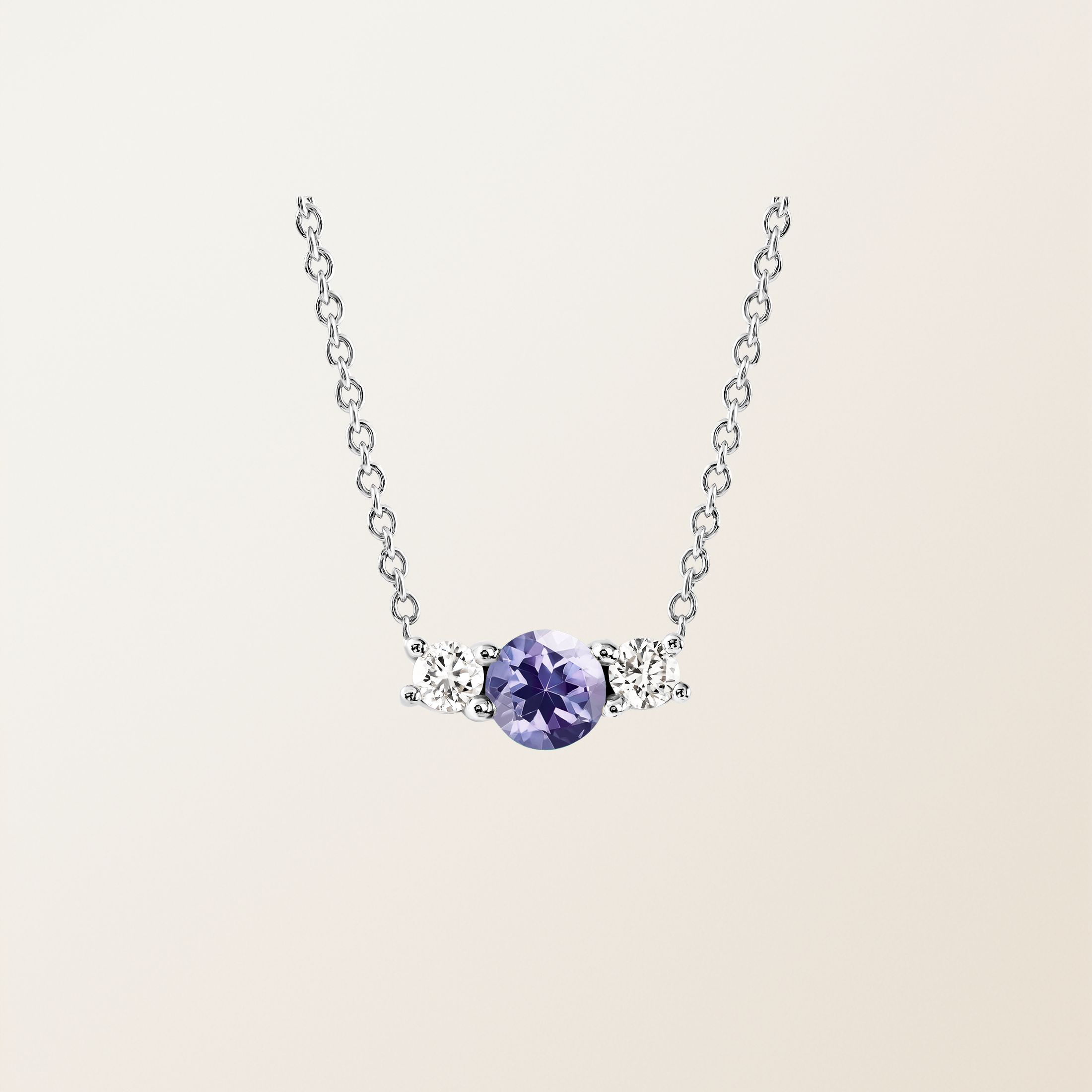 Pendentif Or blanc 18 cts Tanzanite Lady Duo