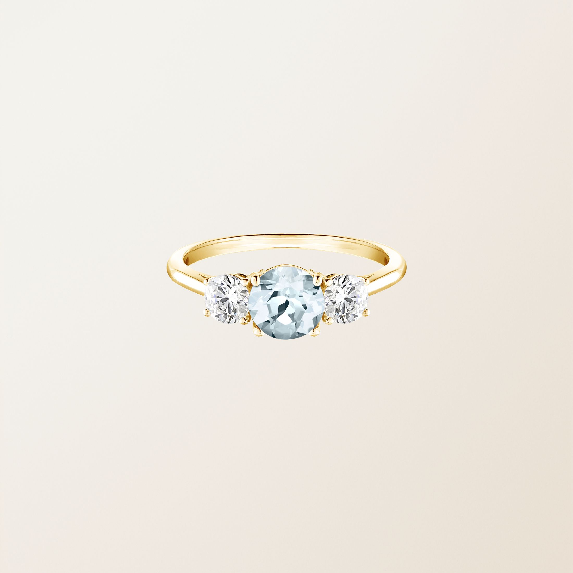 Bague Or jaune 18 cts Aigue-marine Little Lady Duo