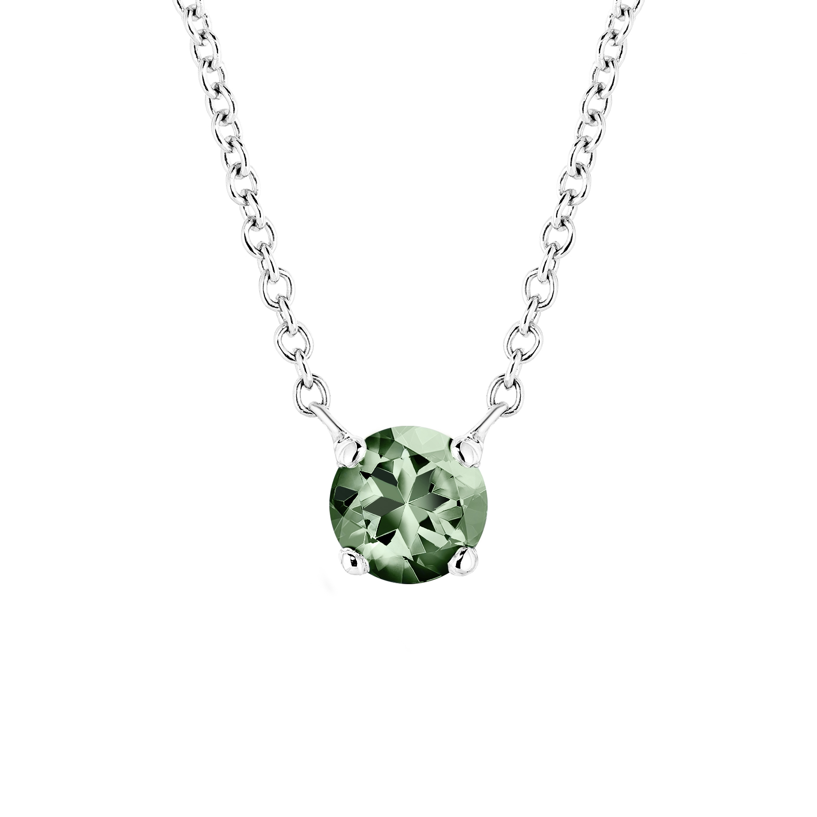 Pendentif Or blanc Saphir Vert Lady XL 1