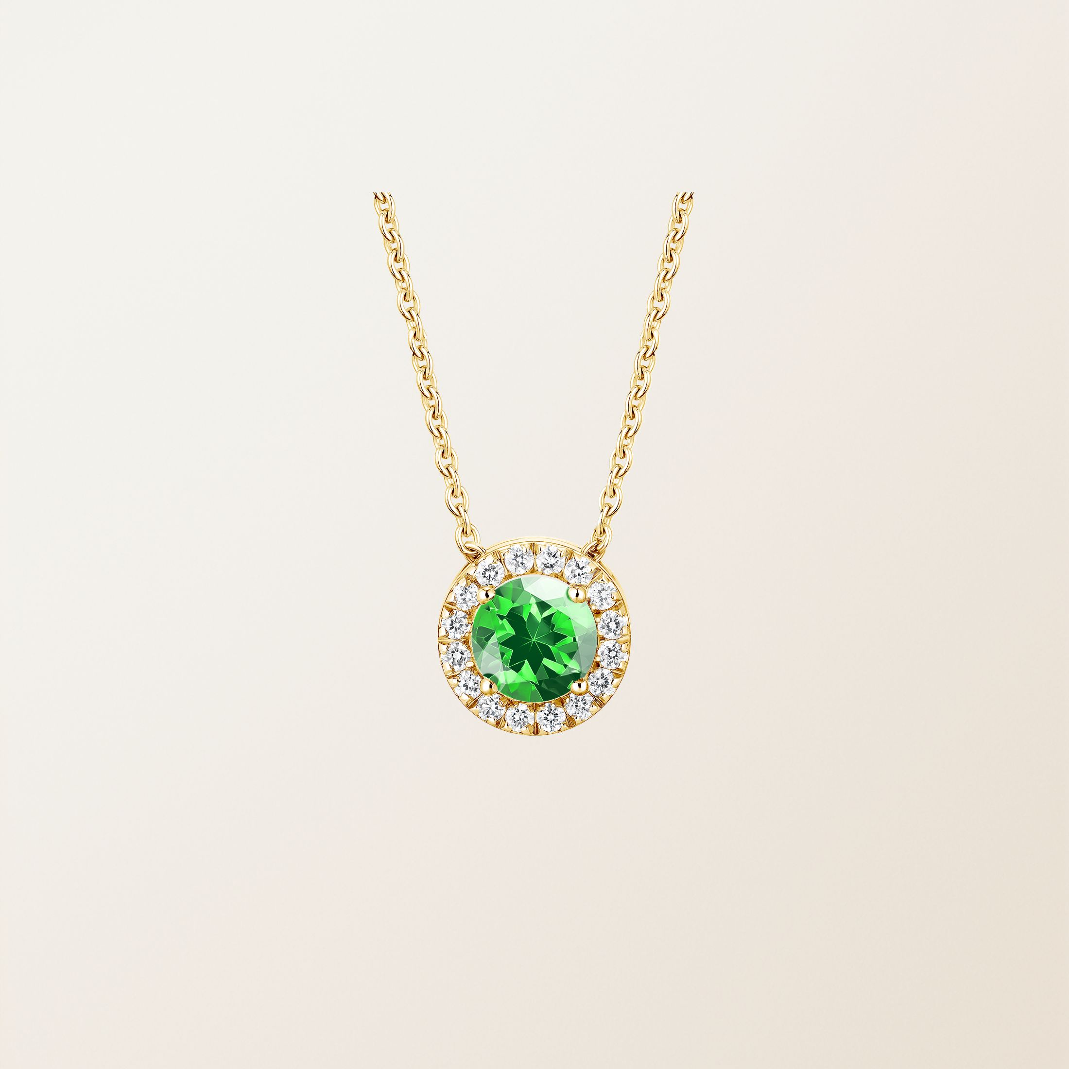 Pendentif Or jaune 18 cts Tsavorite Rétromantique M