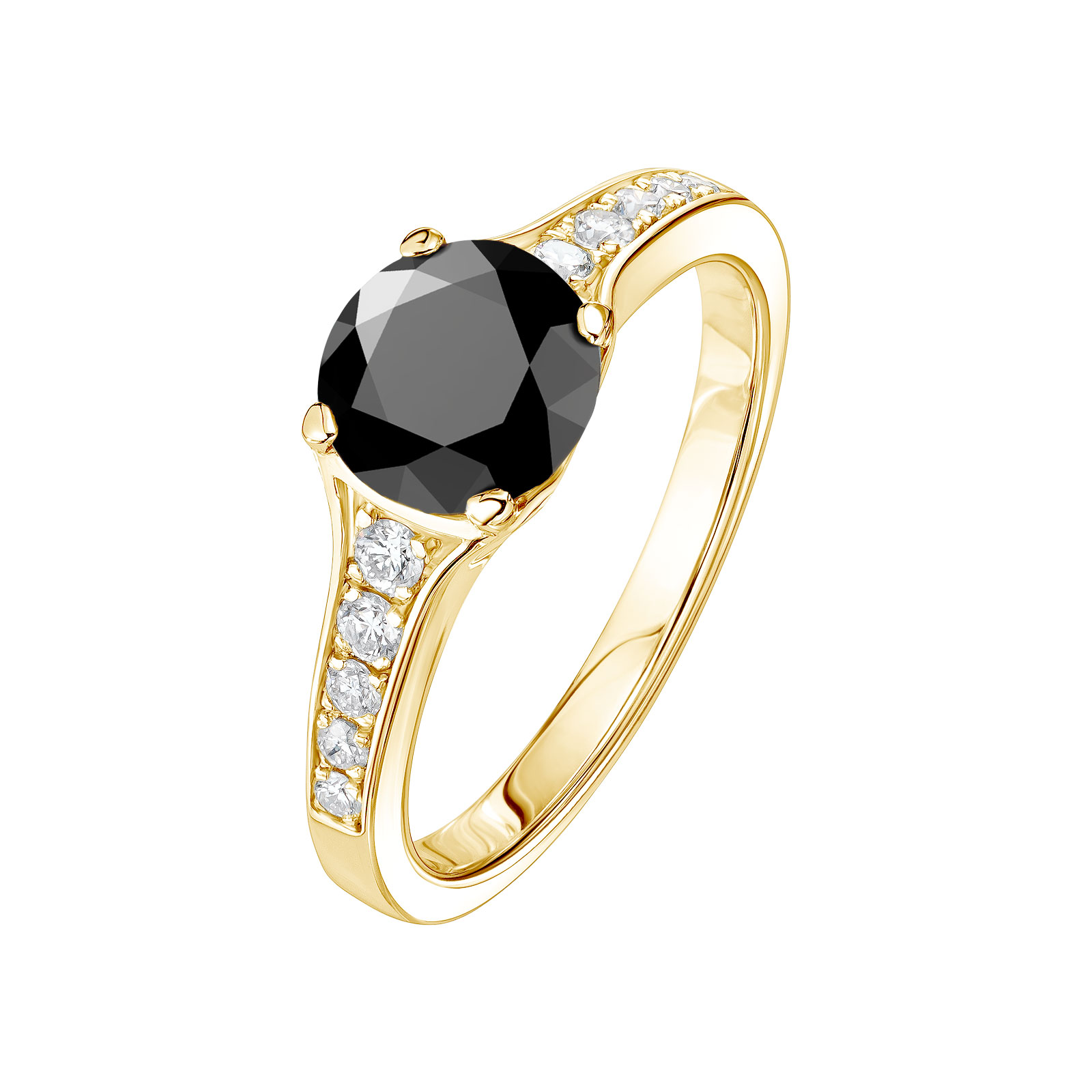 Bague Or jaune Spinelle noir et diamants Victoria 1