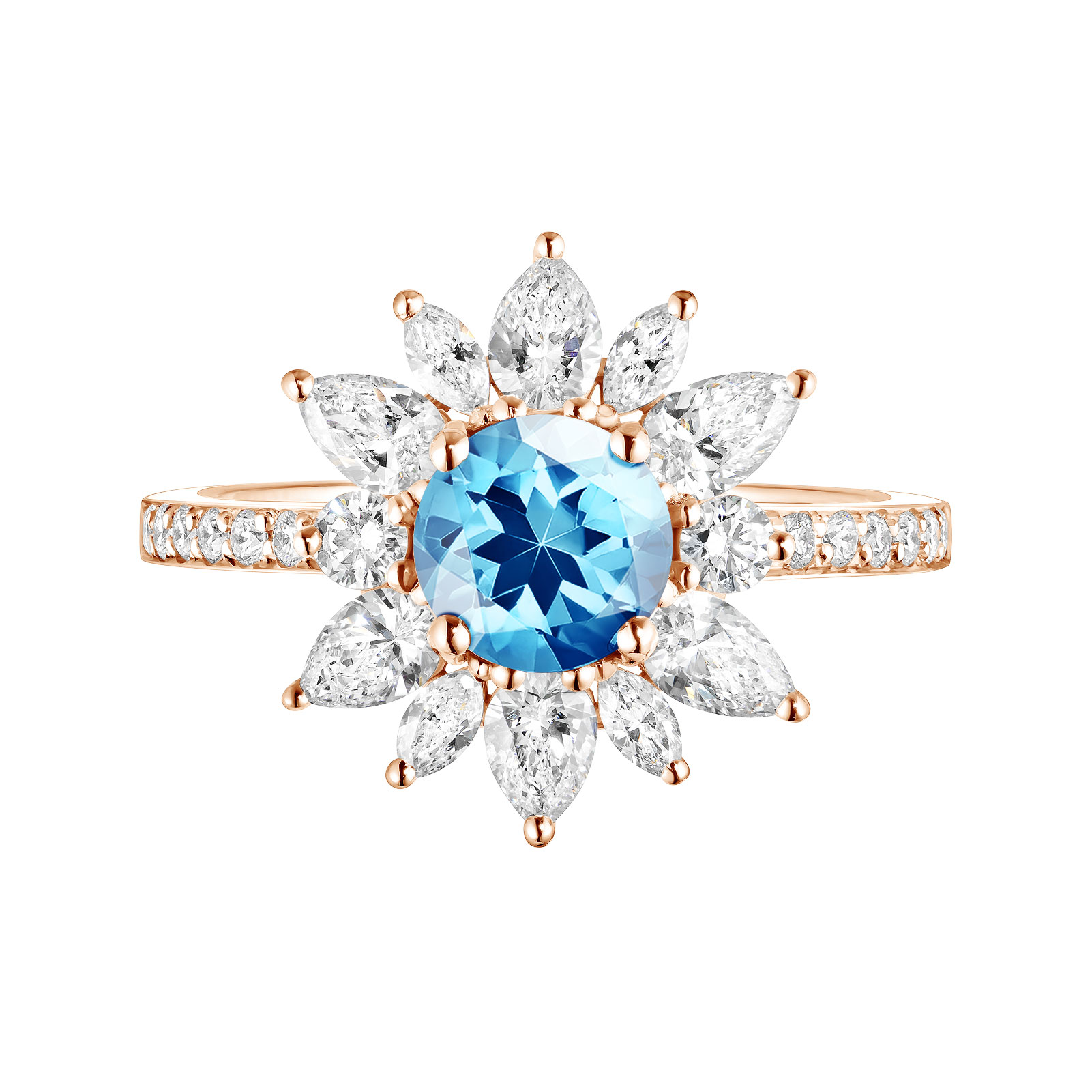 Bague Or rose Topaze et diamants EverBloom Prima 1