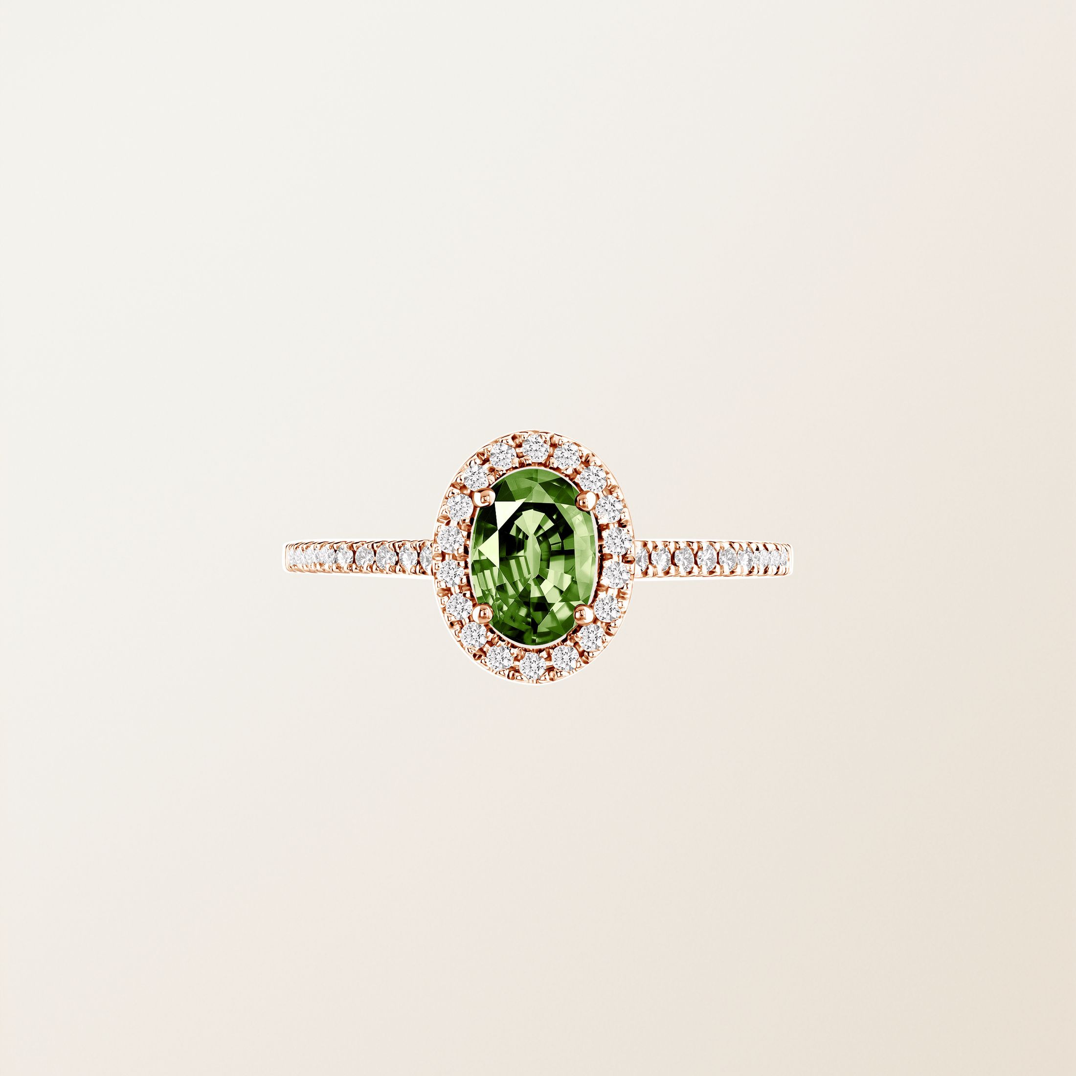 Rose gold, Green Sapphire