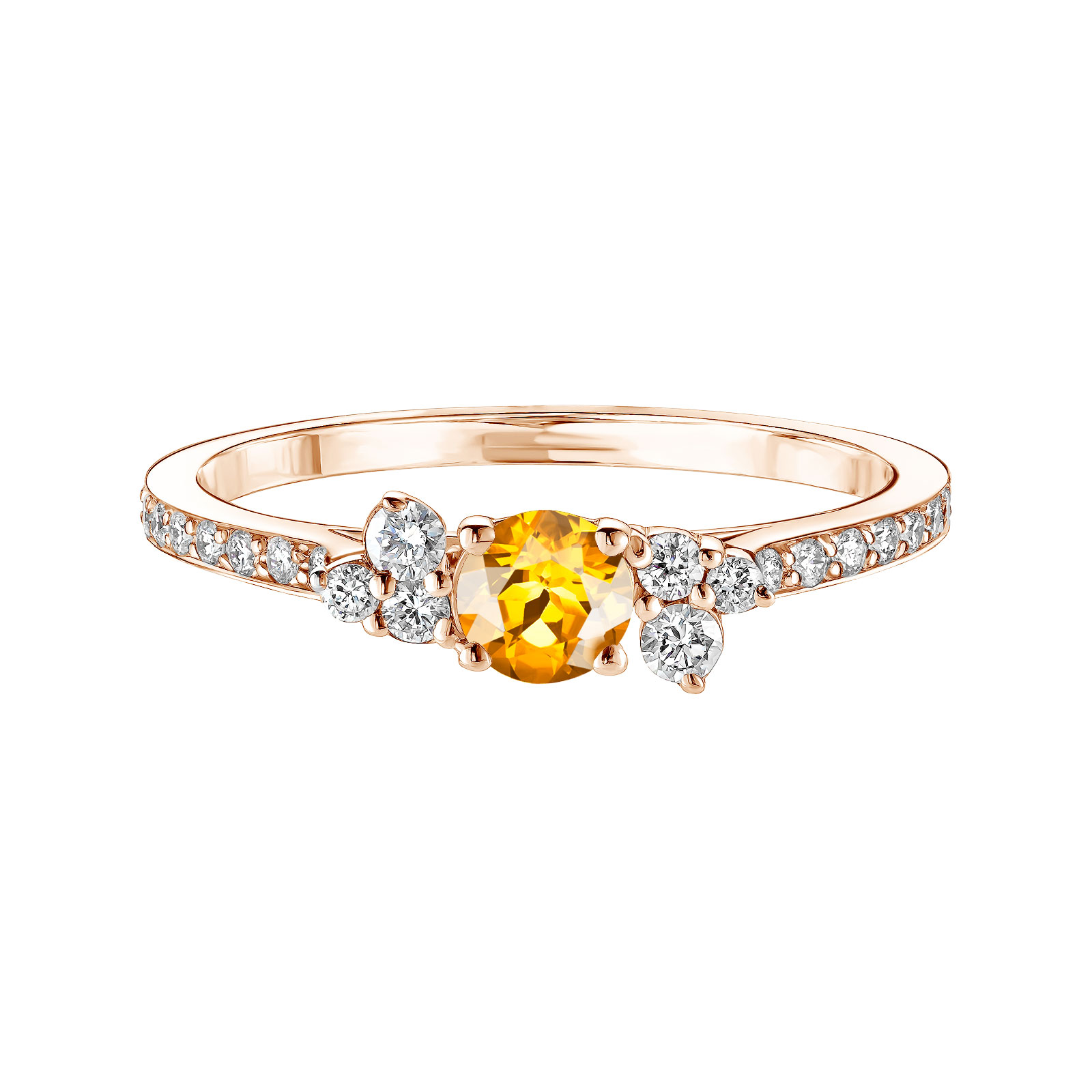 Bague Or rose Citrine et diamants Baby EverBloom Pavée 1