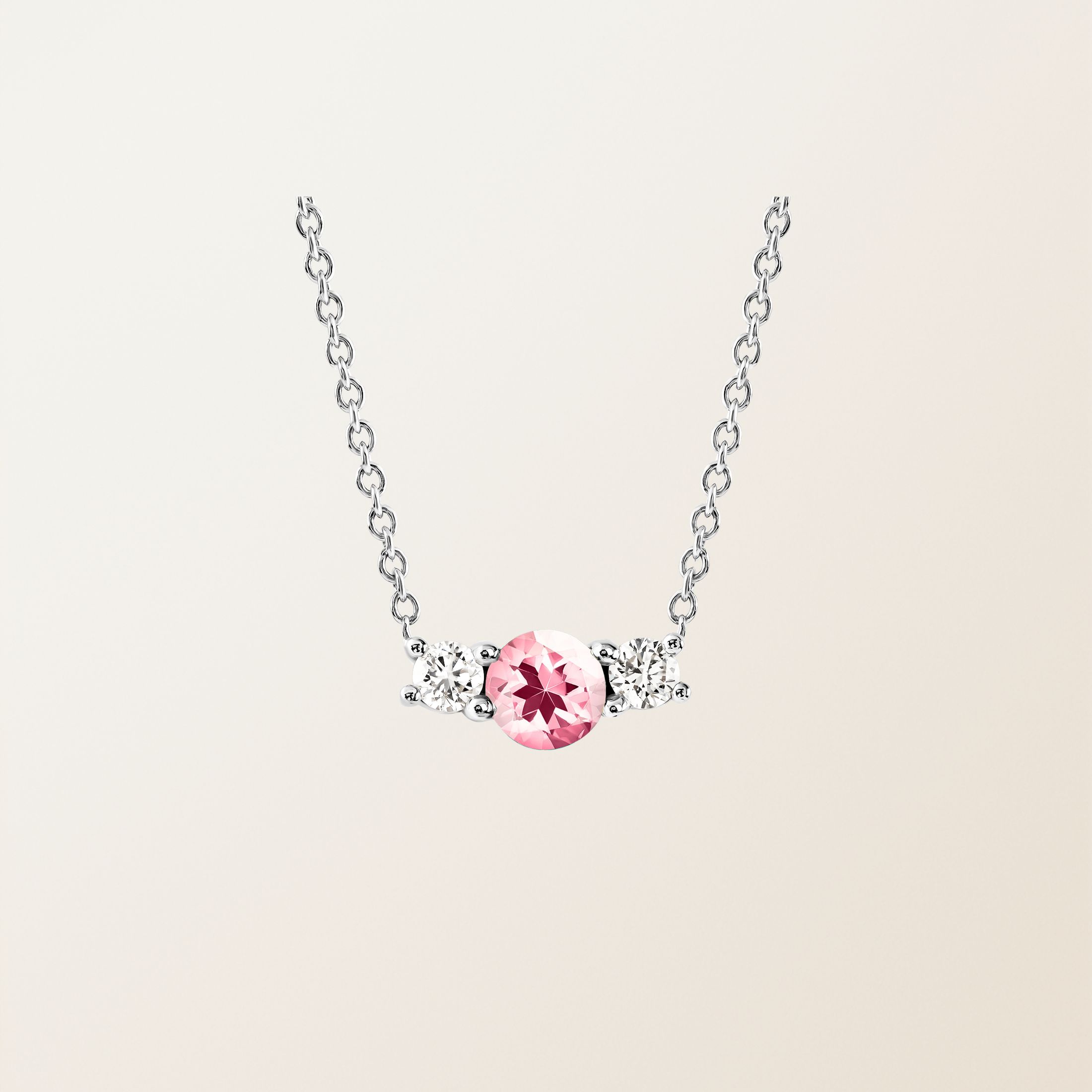 Pendentif Or blanc 18 cts Tourmaline Lady Duo