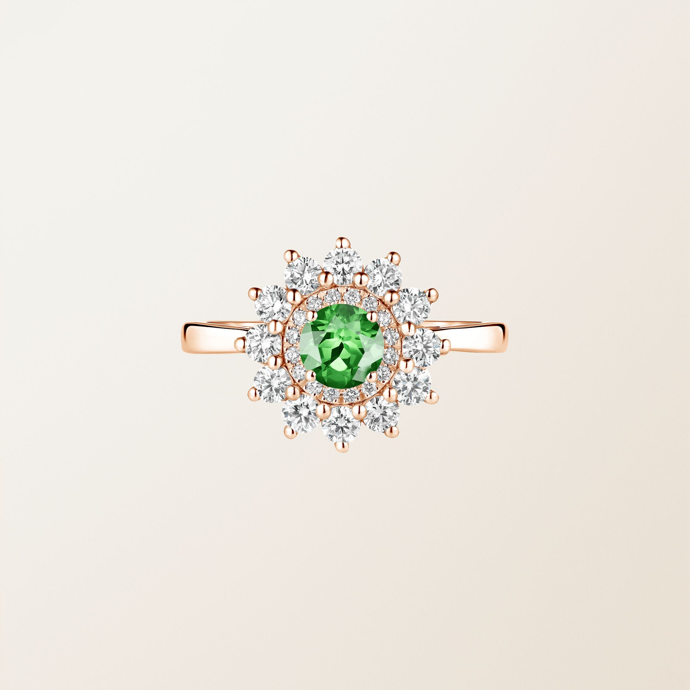 Bague Or rose 18 cts Tsavorite Lefkos 5 mm