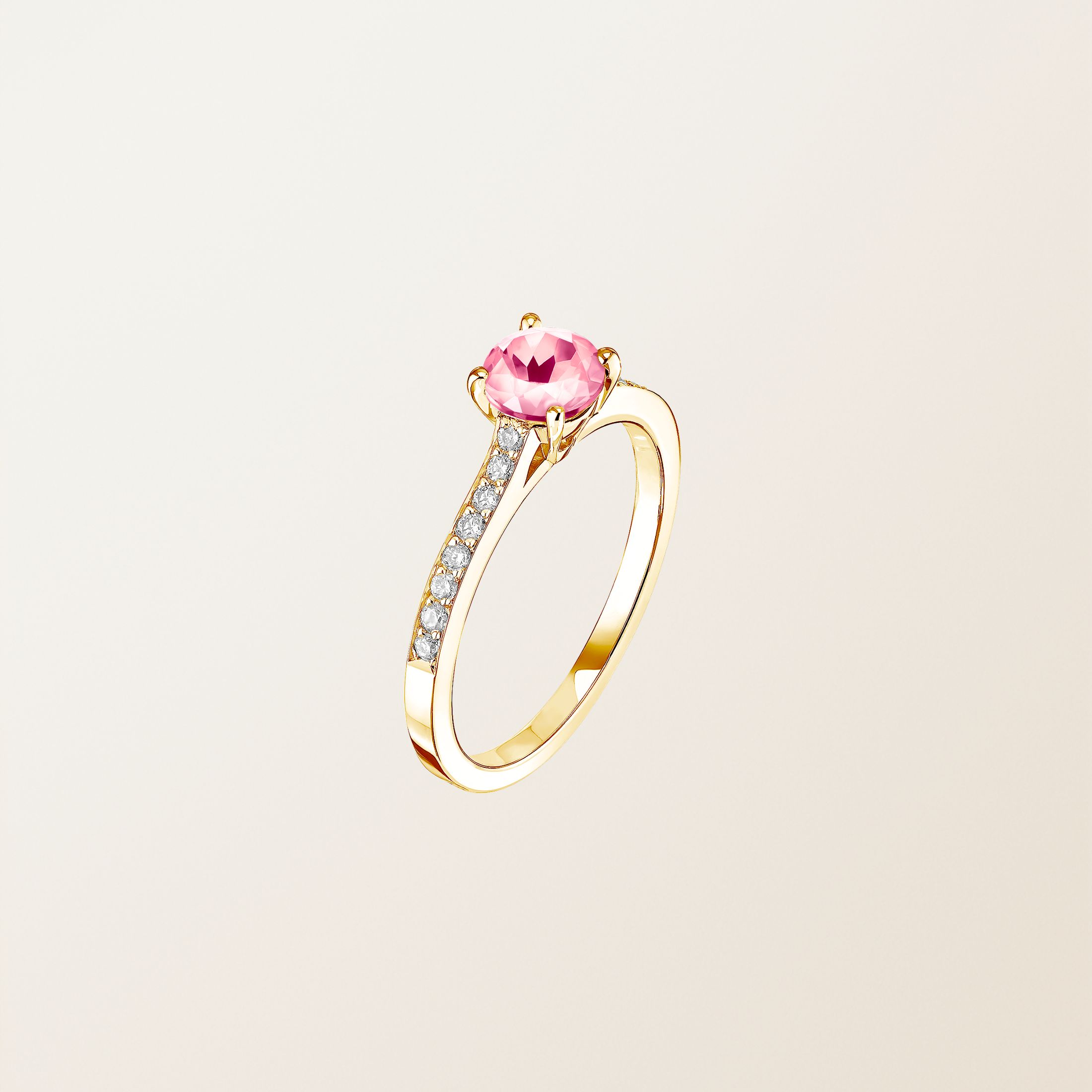 Bague Or Jaune 18 cts Tourmaline Lady Pavée