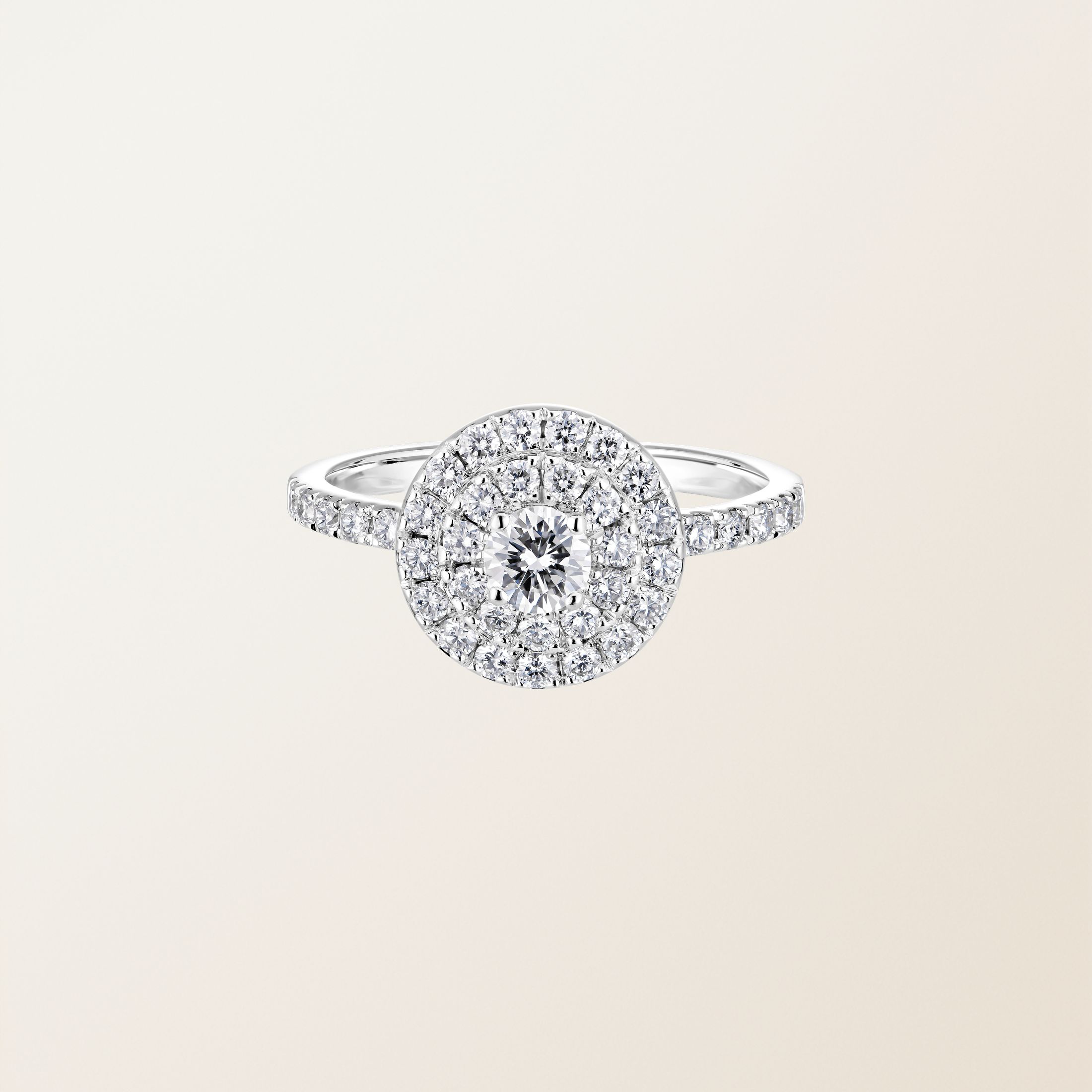 Bague Or blanc 18 cts Diamant Rétromantique Duo Pavée