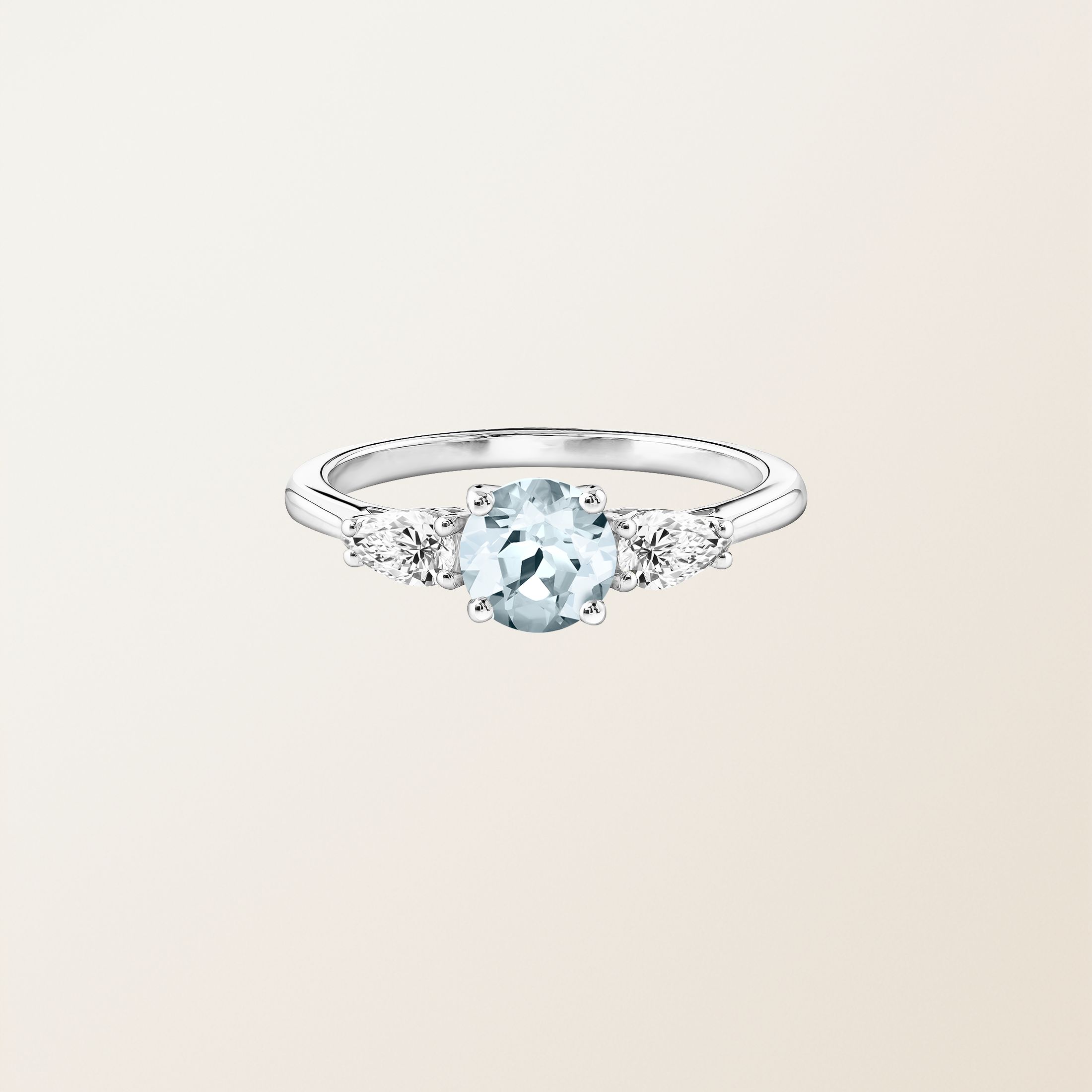 Bague Or blanc 18 cts Aigue-marine Lady Duo de Poires