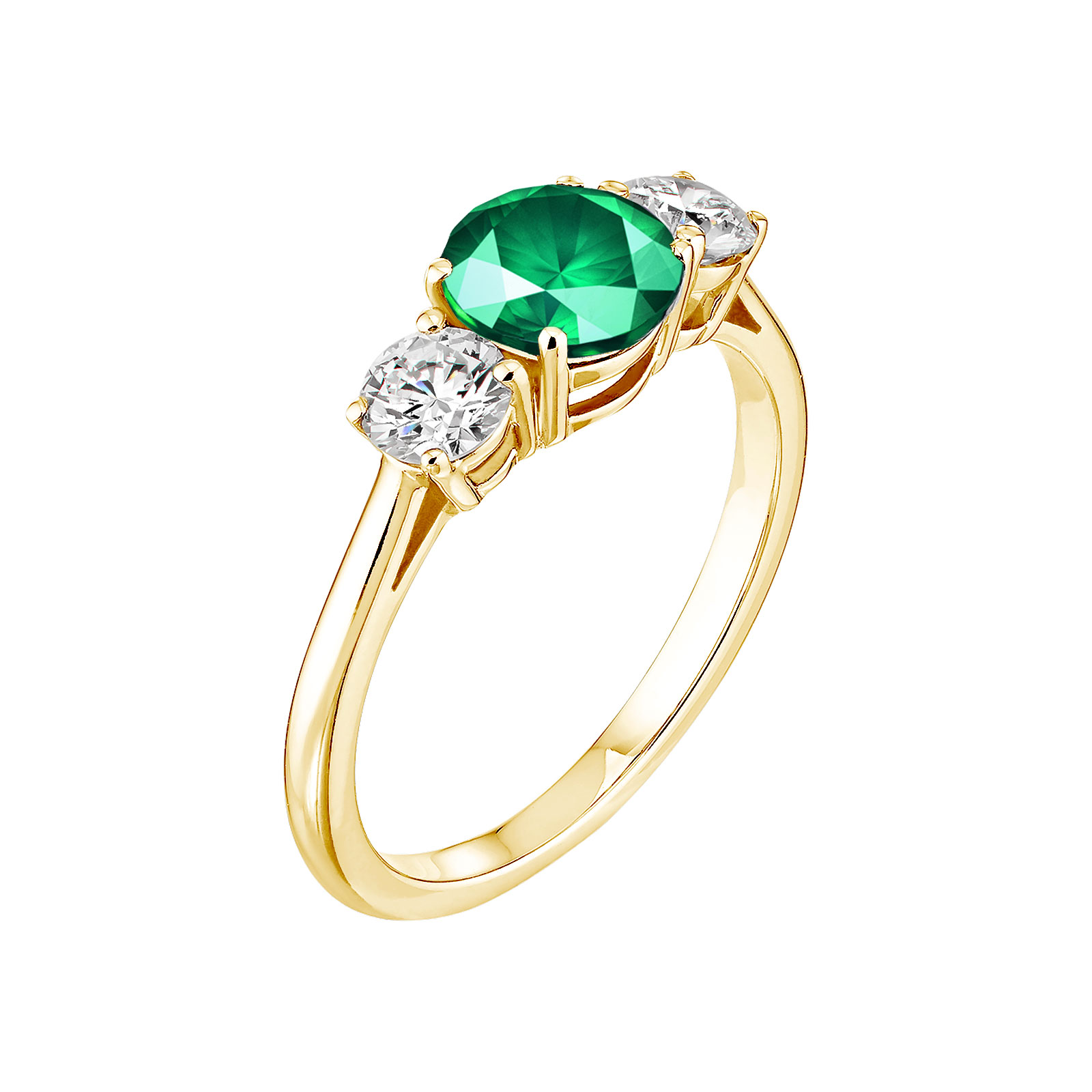Bague Or jaune Emeraude Lady Duo 1