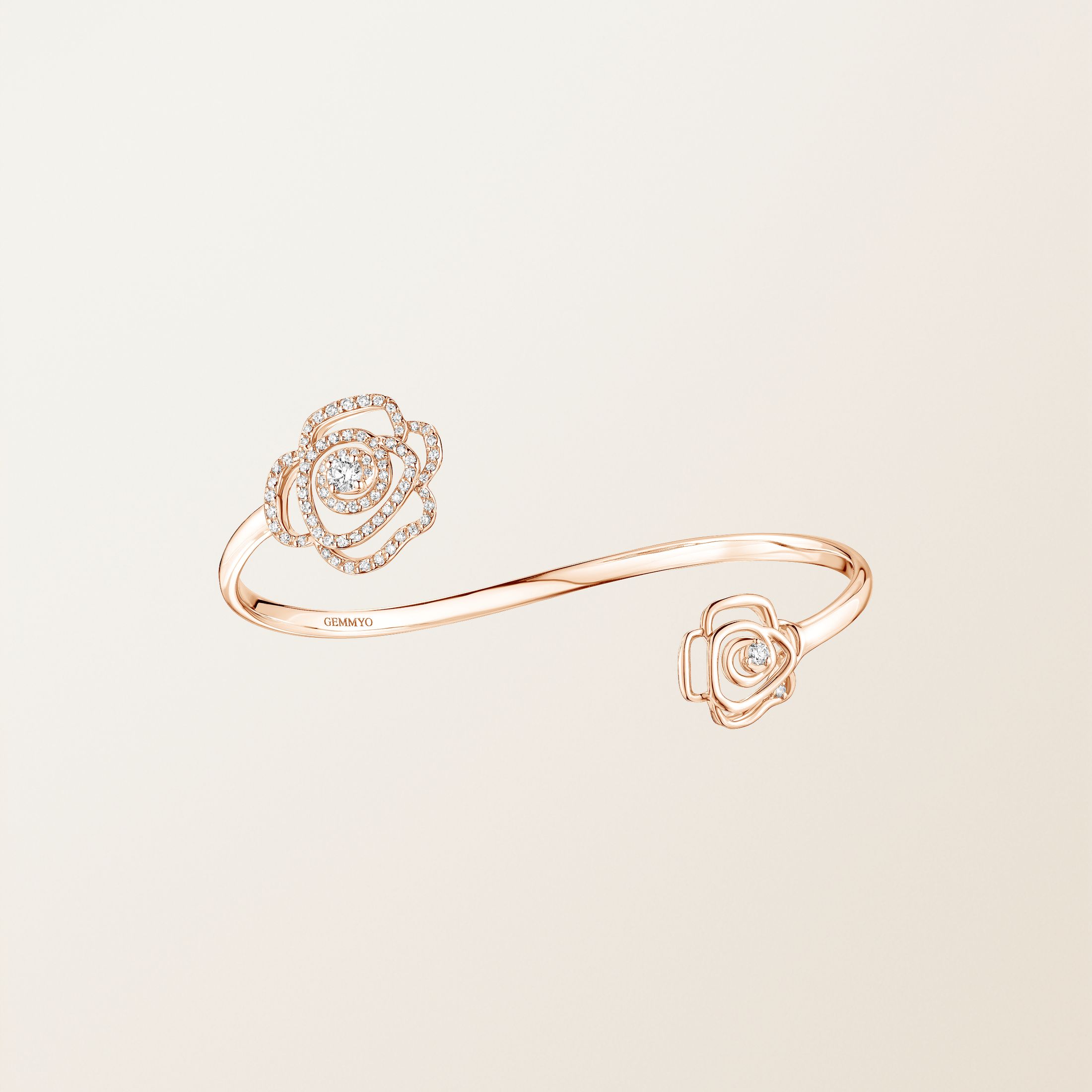 Bracelet Or rose 18 cts Diamant PrimaRosa Duo de Roses