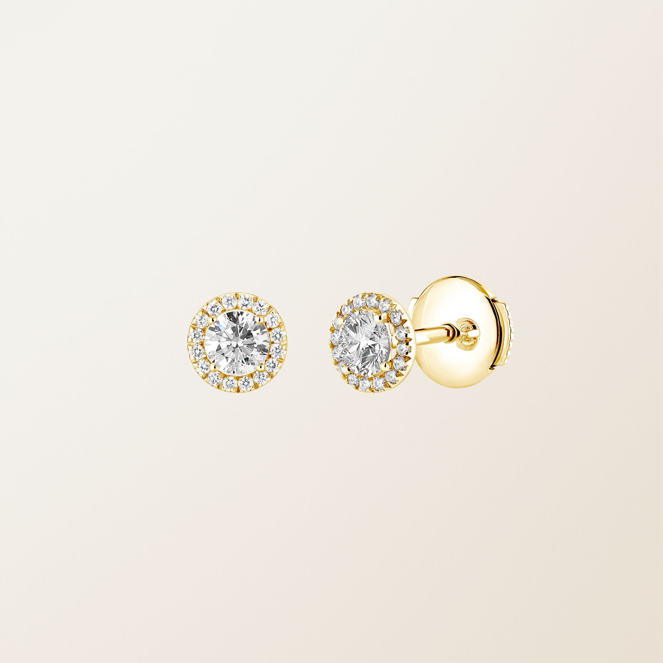 Boucles d'oreilles Or jaune 18 cts Diamant Rétromantique S
