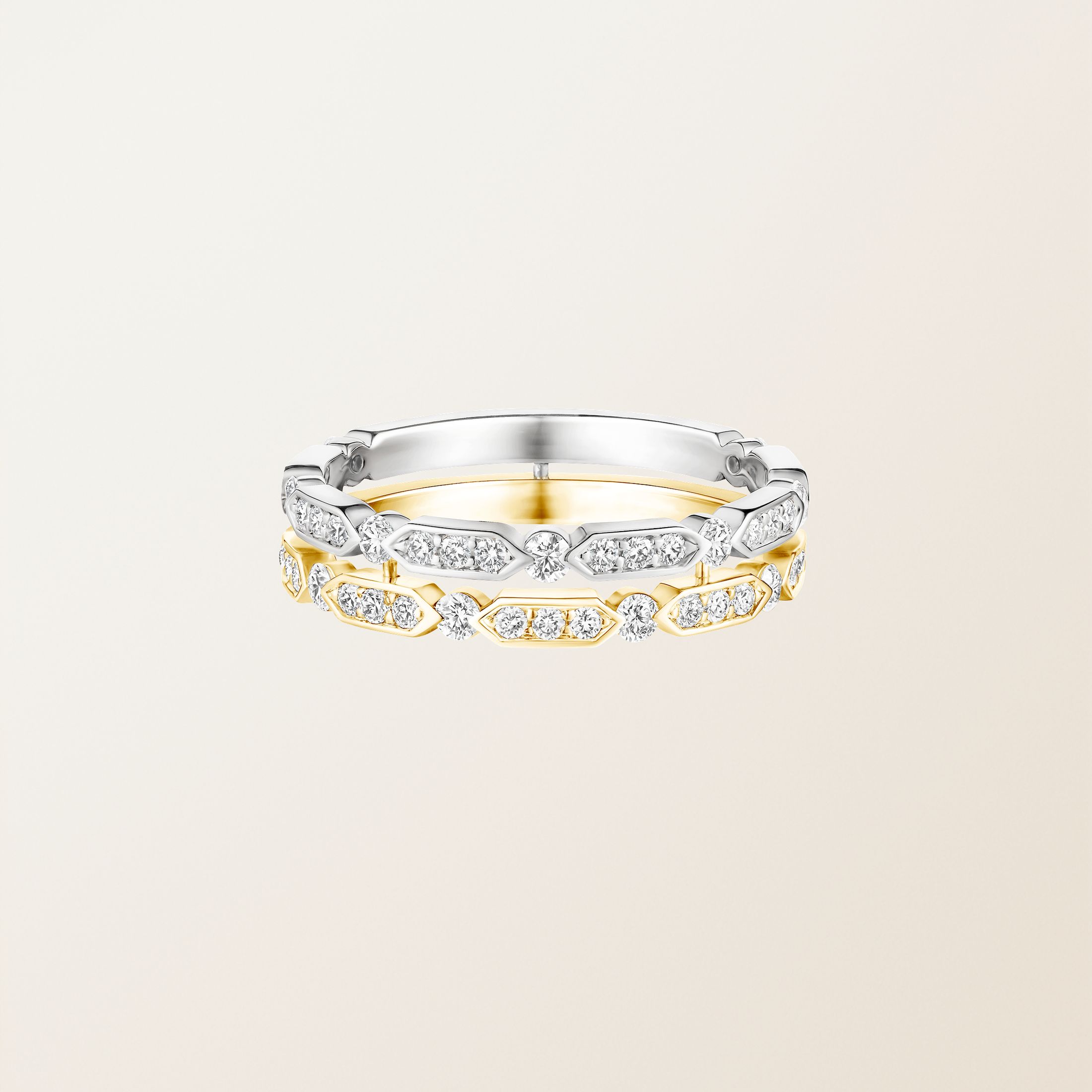 Bague Or blanc / Or jaune 18 cts Diamant MET Duo Pavée