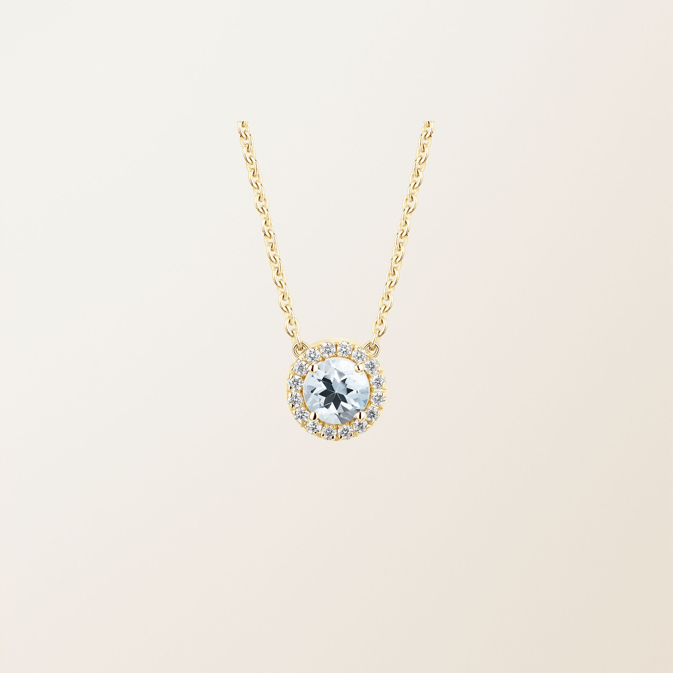 Pendentif Or jaune 18 cts Aigue-marine Rétromantique S