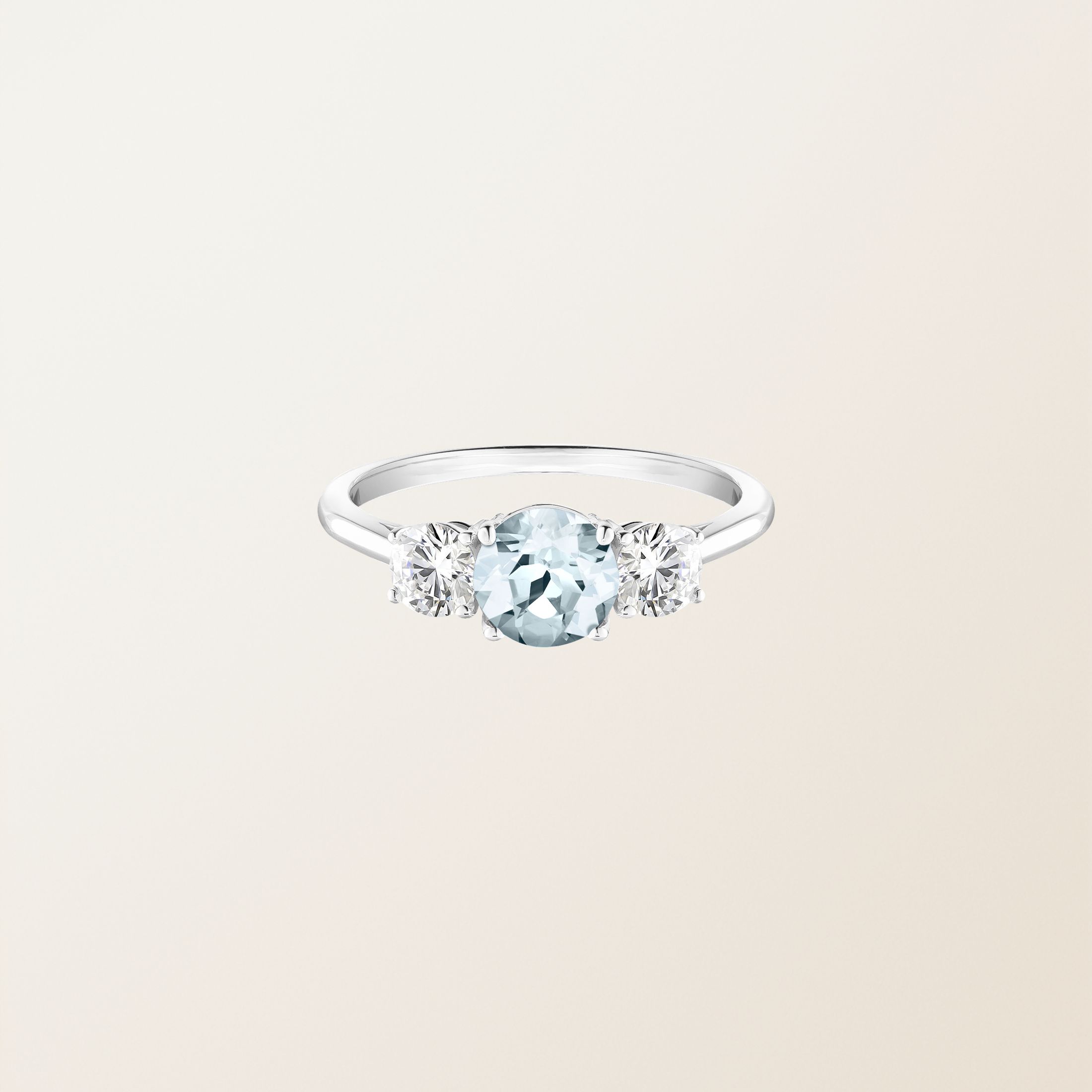Bague Or blanc 18 cts Aigue-marine Little Lady Duo
