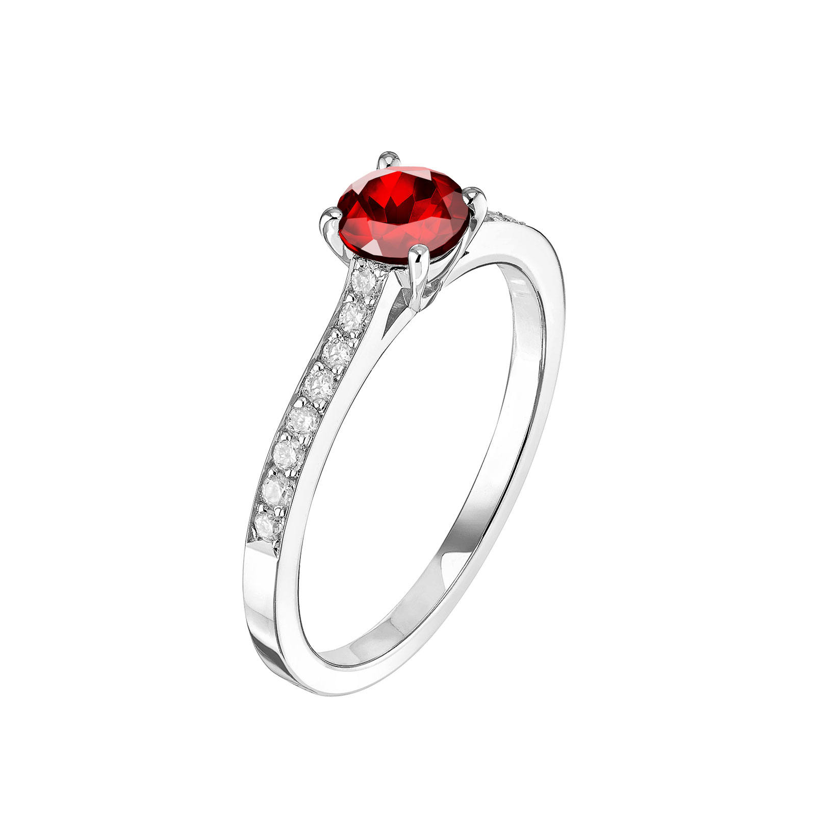 Bague Or blanc Grenat et diamants Little Lady Pavée 1