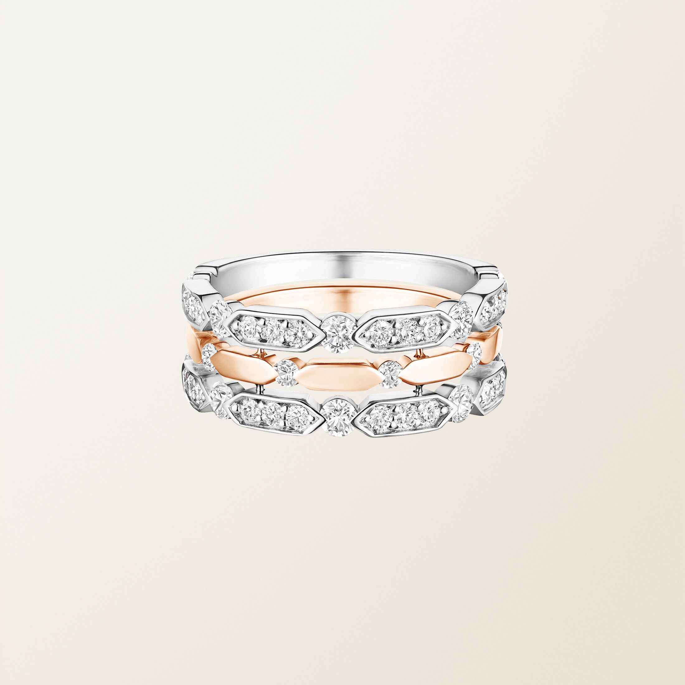 Bague Or blanc / Or rose 18 cts Diamant MET Prima