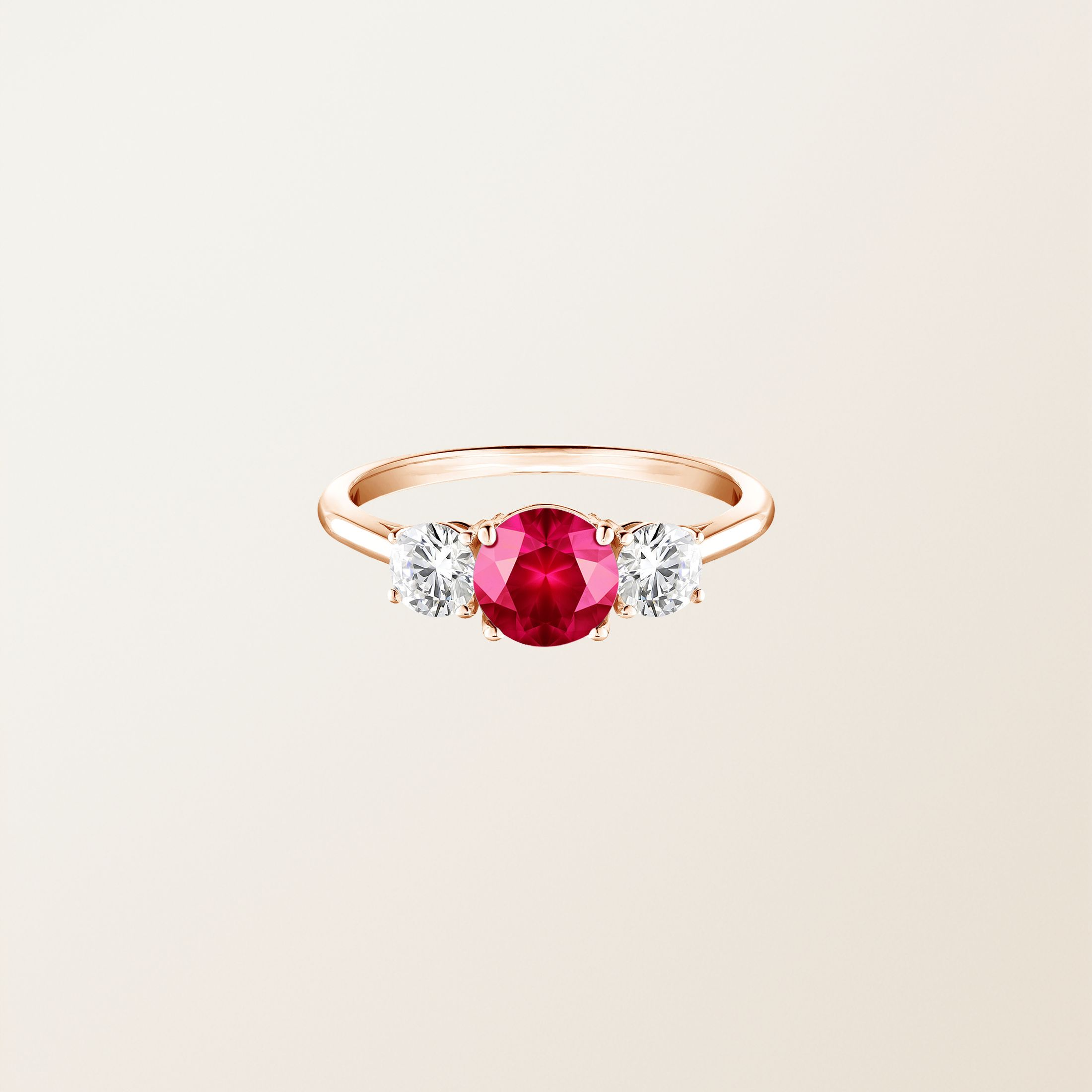 Bague Or rose 18 cts Rubis Little Lady Duo