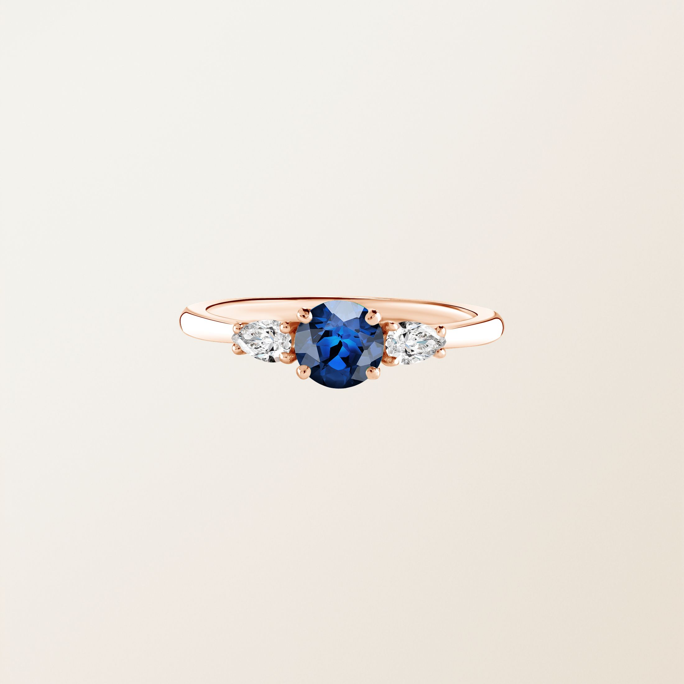Bague Or rose 18 cts Saphir Little Lady Duo de Poires