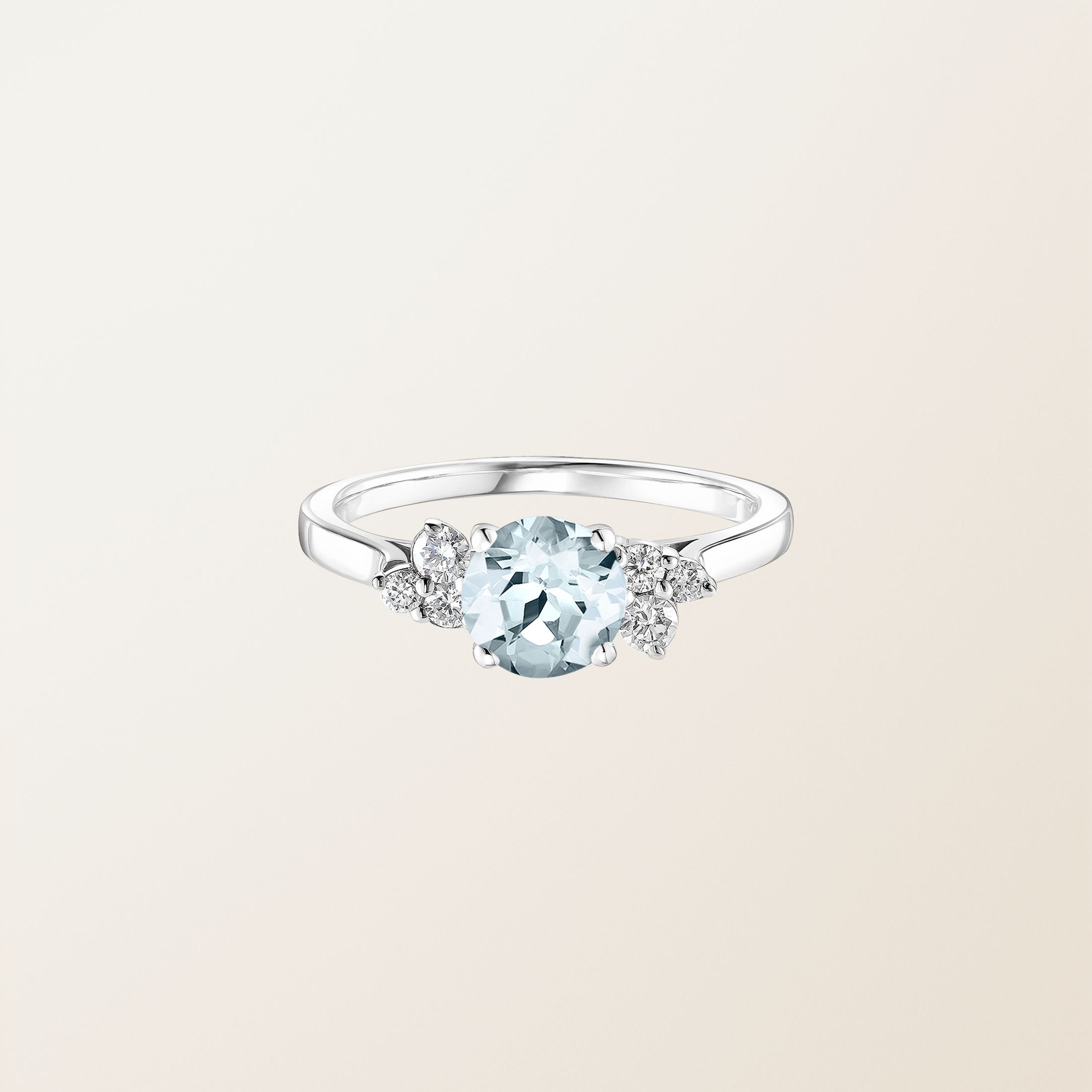Bague Or blanc 18 cts Aigue-marine Baby EverBloom 6 mm