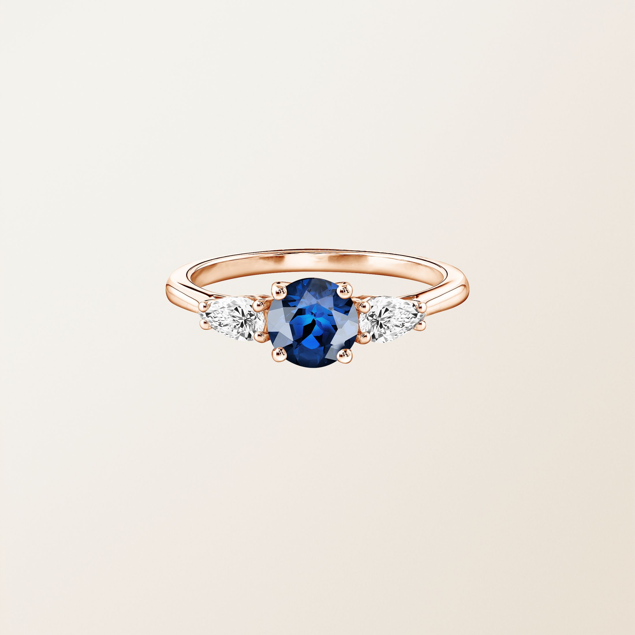 Bague Or rose 18 cts Saphir Lady Duo de Poires