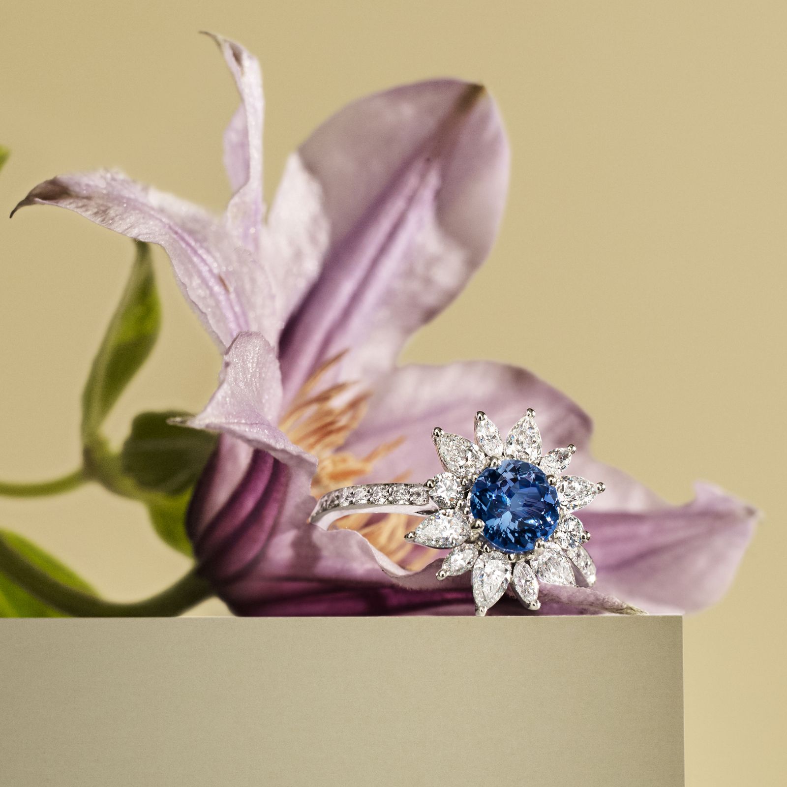 Ring White gold Tsavorite and diamonds EverBloom Prima 4