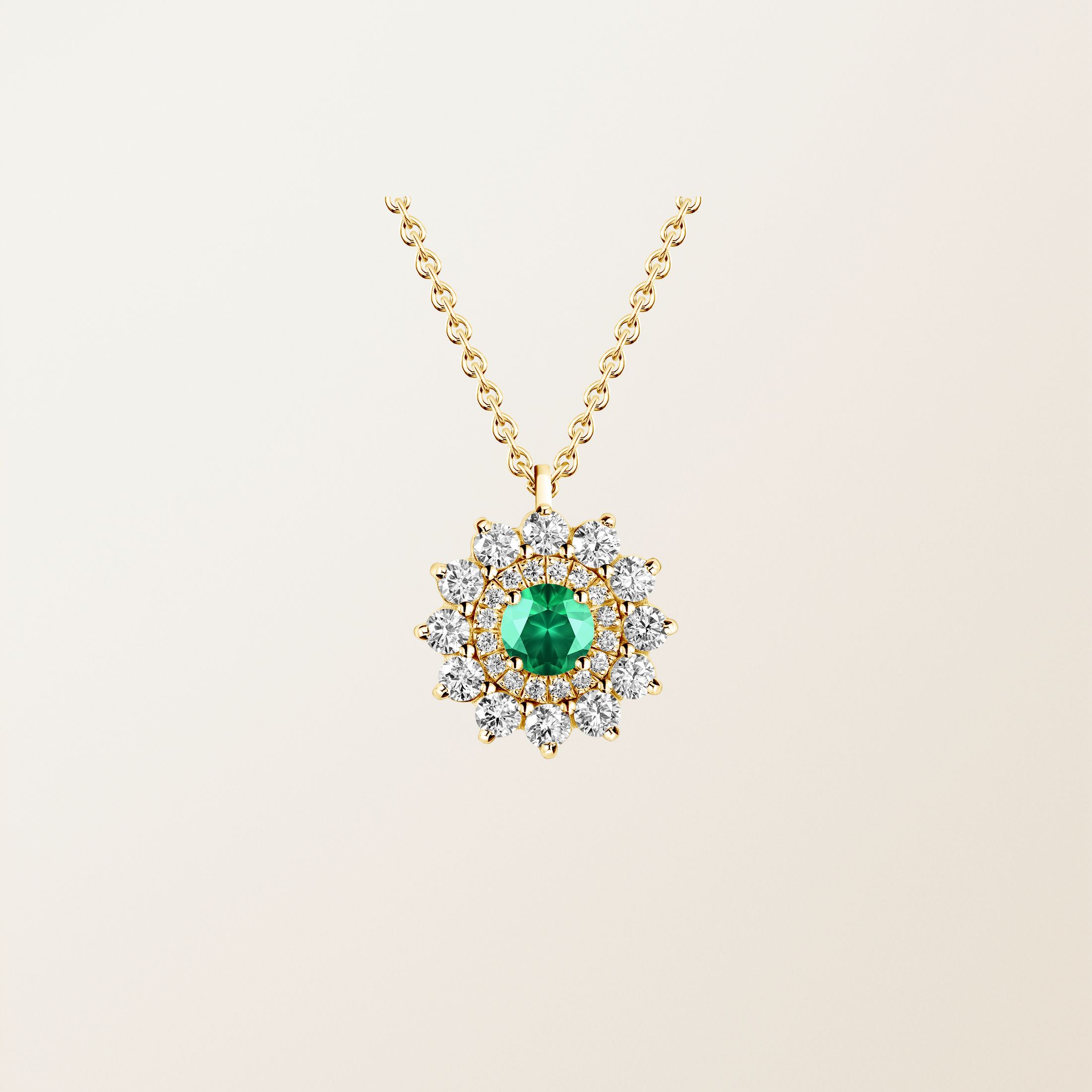 Pendentif Or jaune 18 cts Emeraude Lefkos